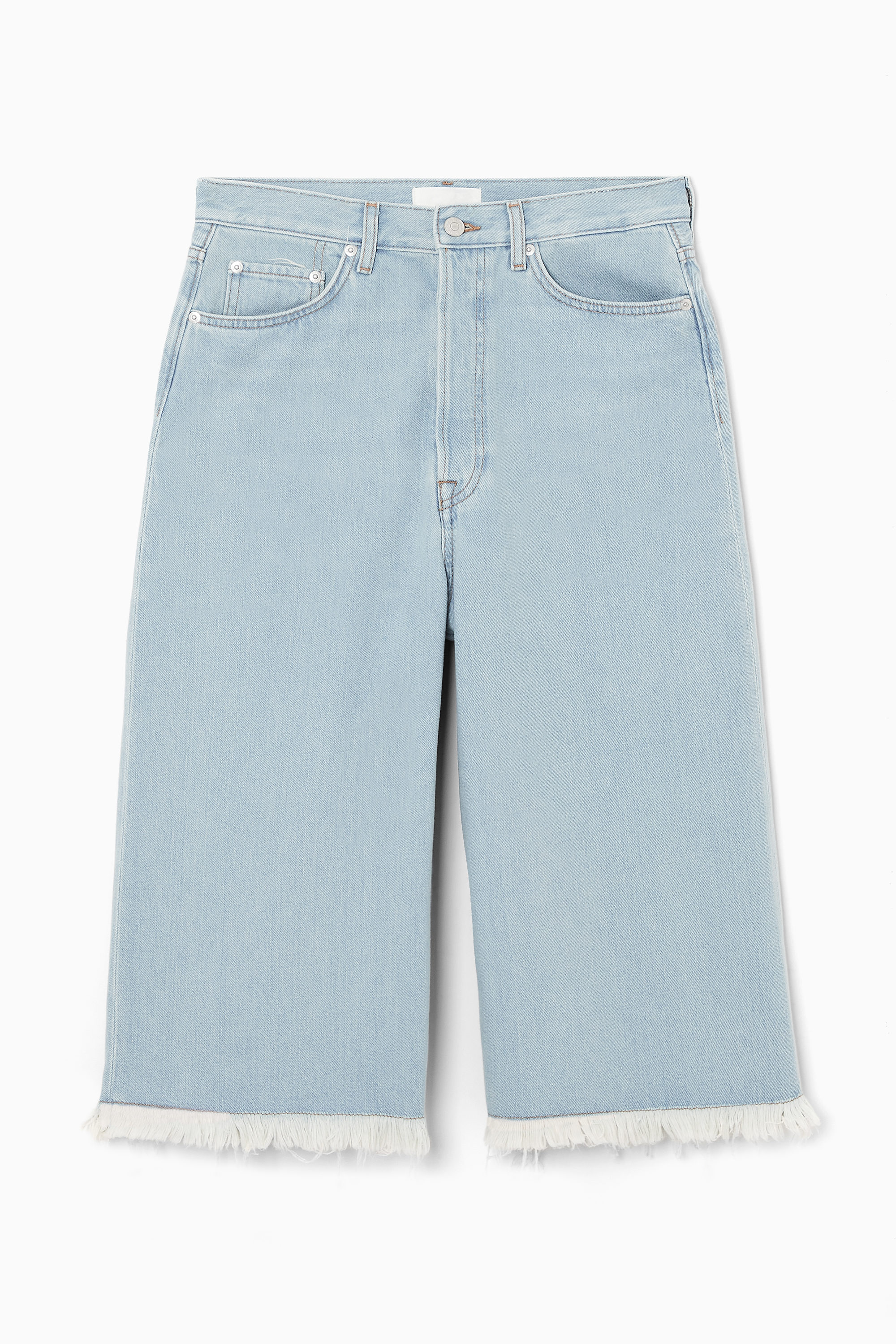 FRAYED LONGLINE DENIM SHORTS - LIGHT BLUE | COS