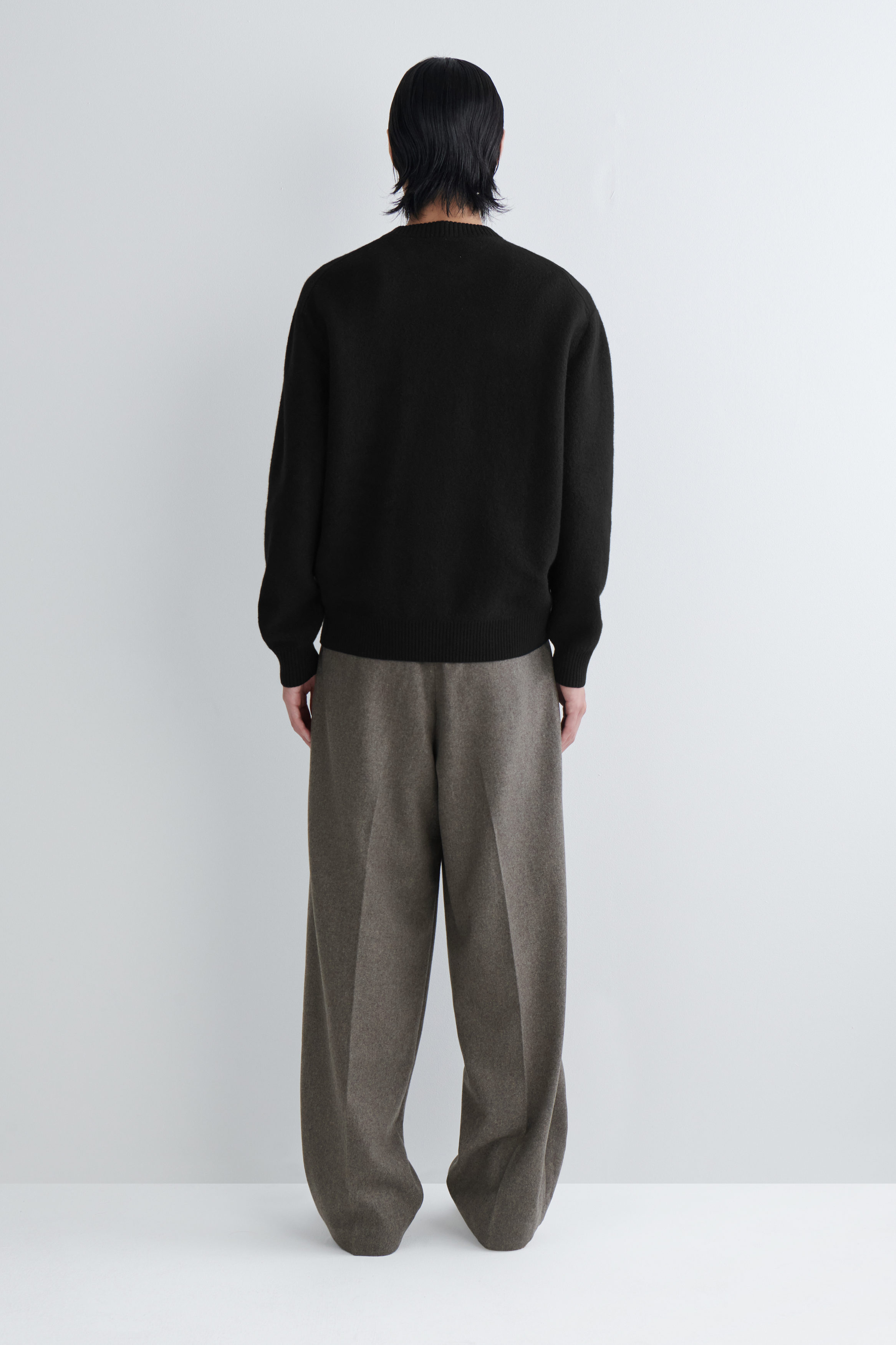 BOILED-WOOL CREW-NECK SWEATER - BLACK | COS