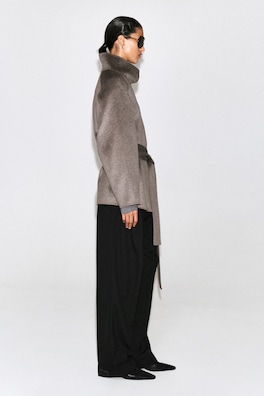 BELTED DOUBLE-FACED CASHMERE JACKET — STONE 5