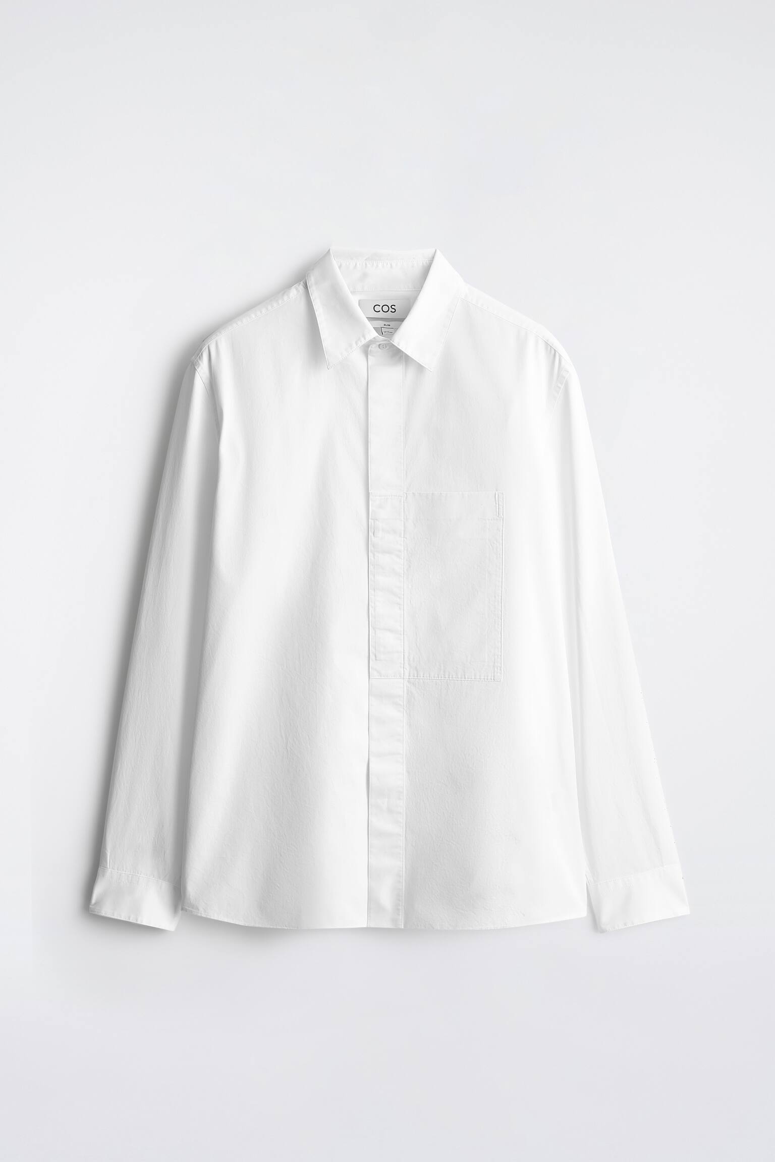 SLIM POCKET-DETAIL PIMA COTTON SHIRT - WHITE - 2