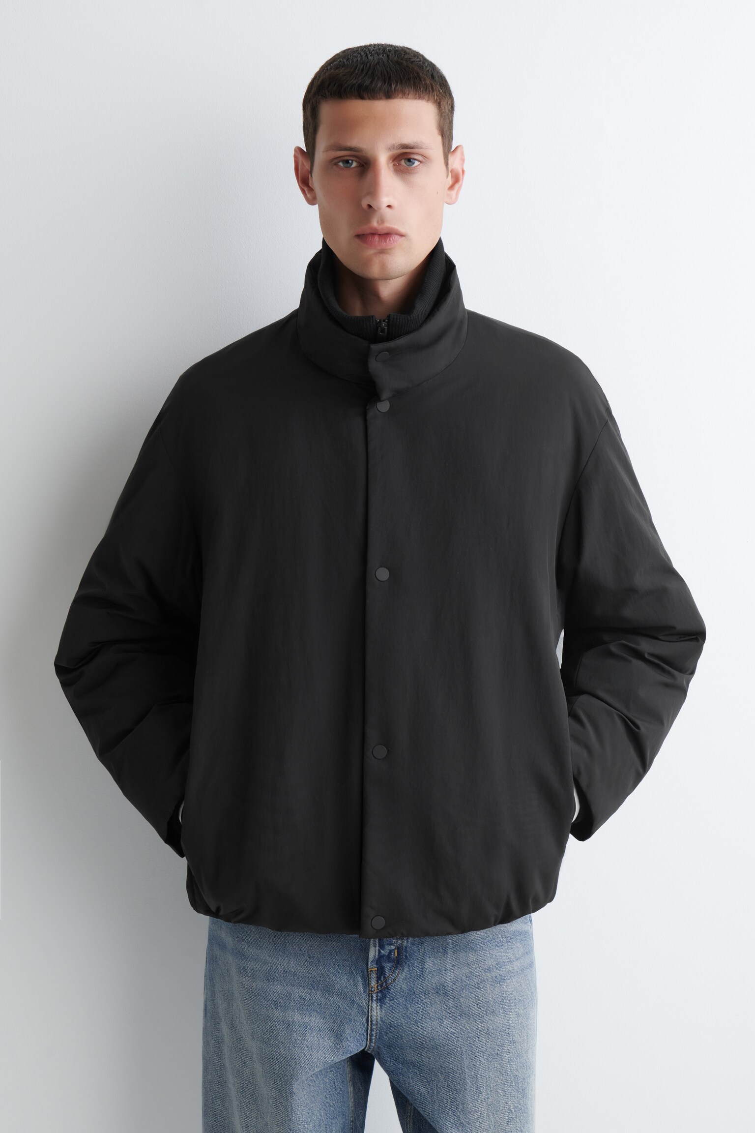 VESTE DOUDOUNE À COL CHEMINÉE - NOIR/BORDEAUX - 7