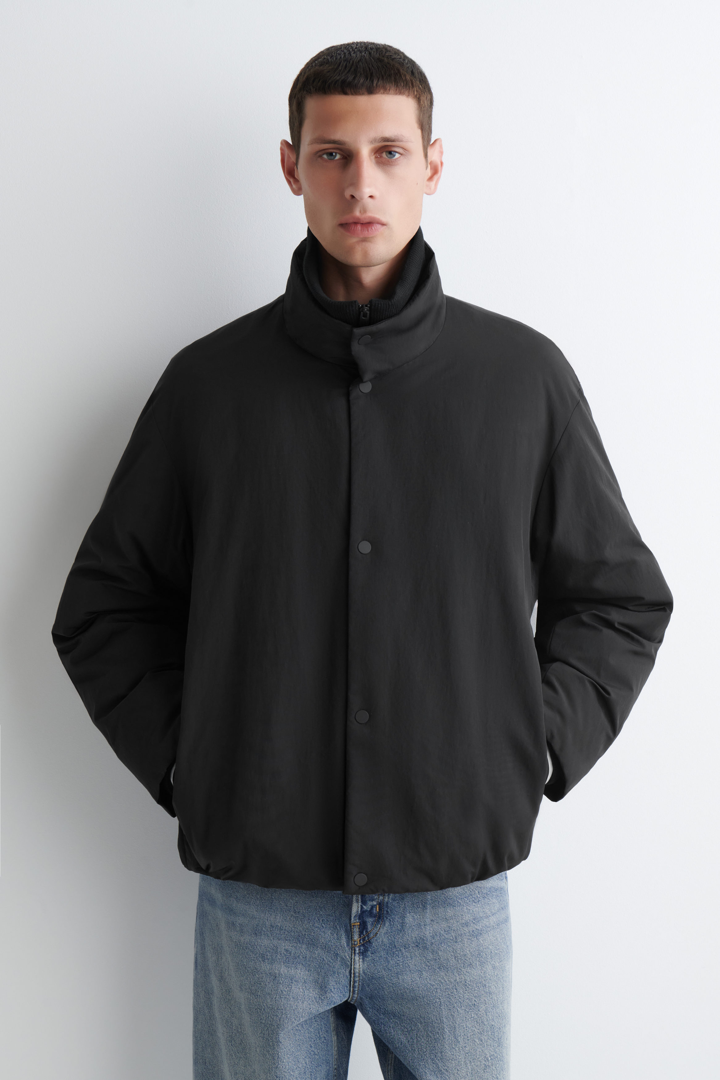 PADDED MOCK-NECK DOWN JACKET - BLACK | COS US