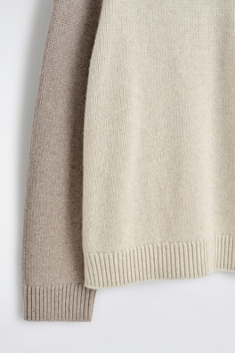 COLOR-BLOCK PURE CASHMERE SWEATER — BEIGE / TAUPE 6