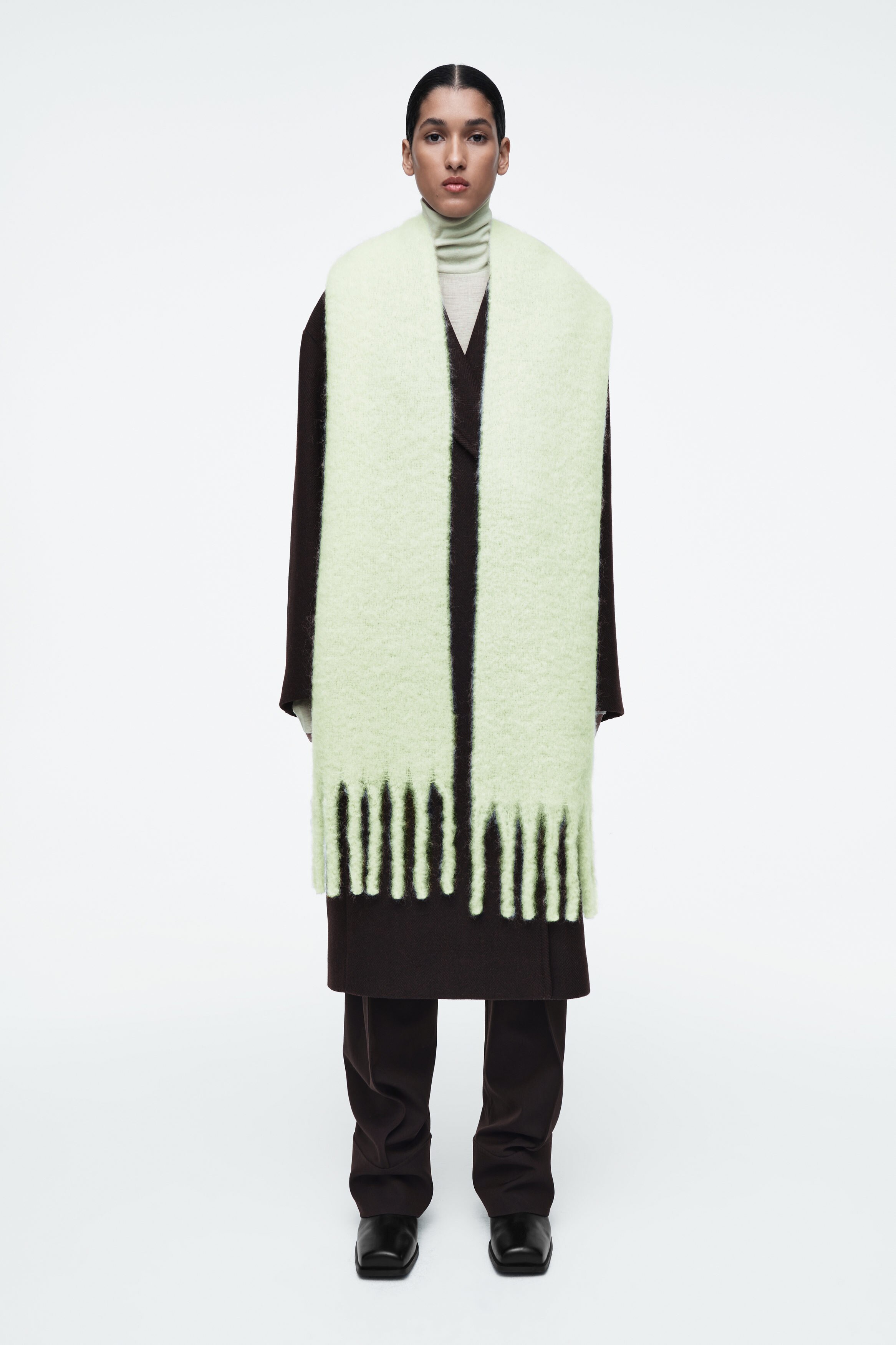 小物 SUGARHILL MOHAIR PYHCH SCARF (GREEN) Green Mohair Shawl Pale Green Soft Knit Shawl Pistachio