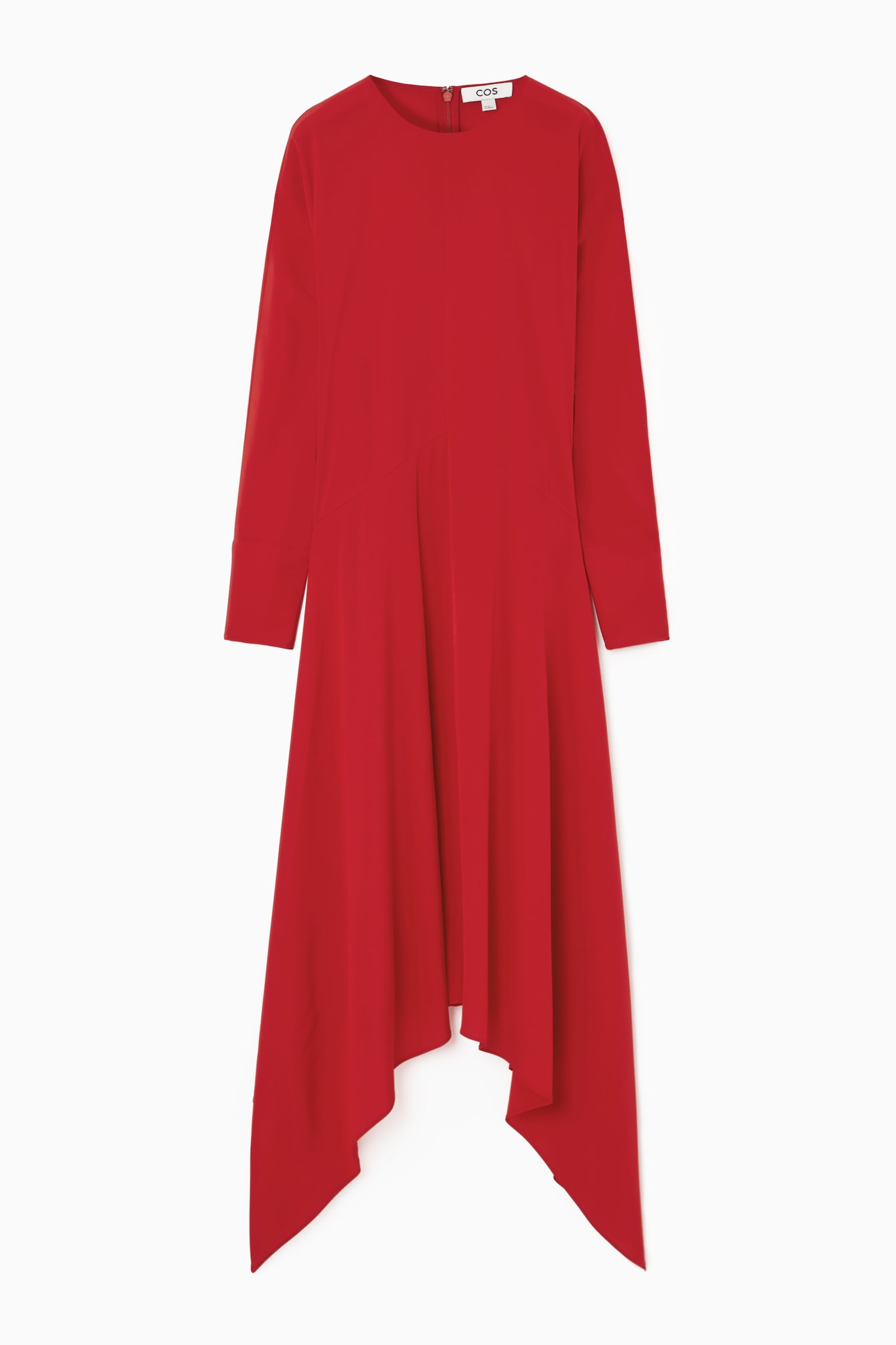 OPEN-SLEEVE SILK-BLEND DRESS - RED