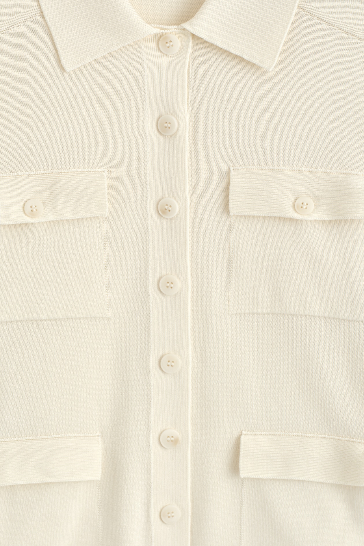 POCKET-DETAIL KNITTED COTTON CARDIGAN — OFF-WHITE