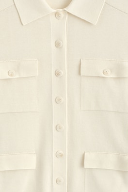 POCKET-DETAIL KNITTED COTTON CARDIGAN — OFF-WHITE 5