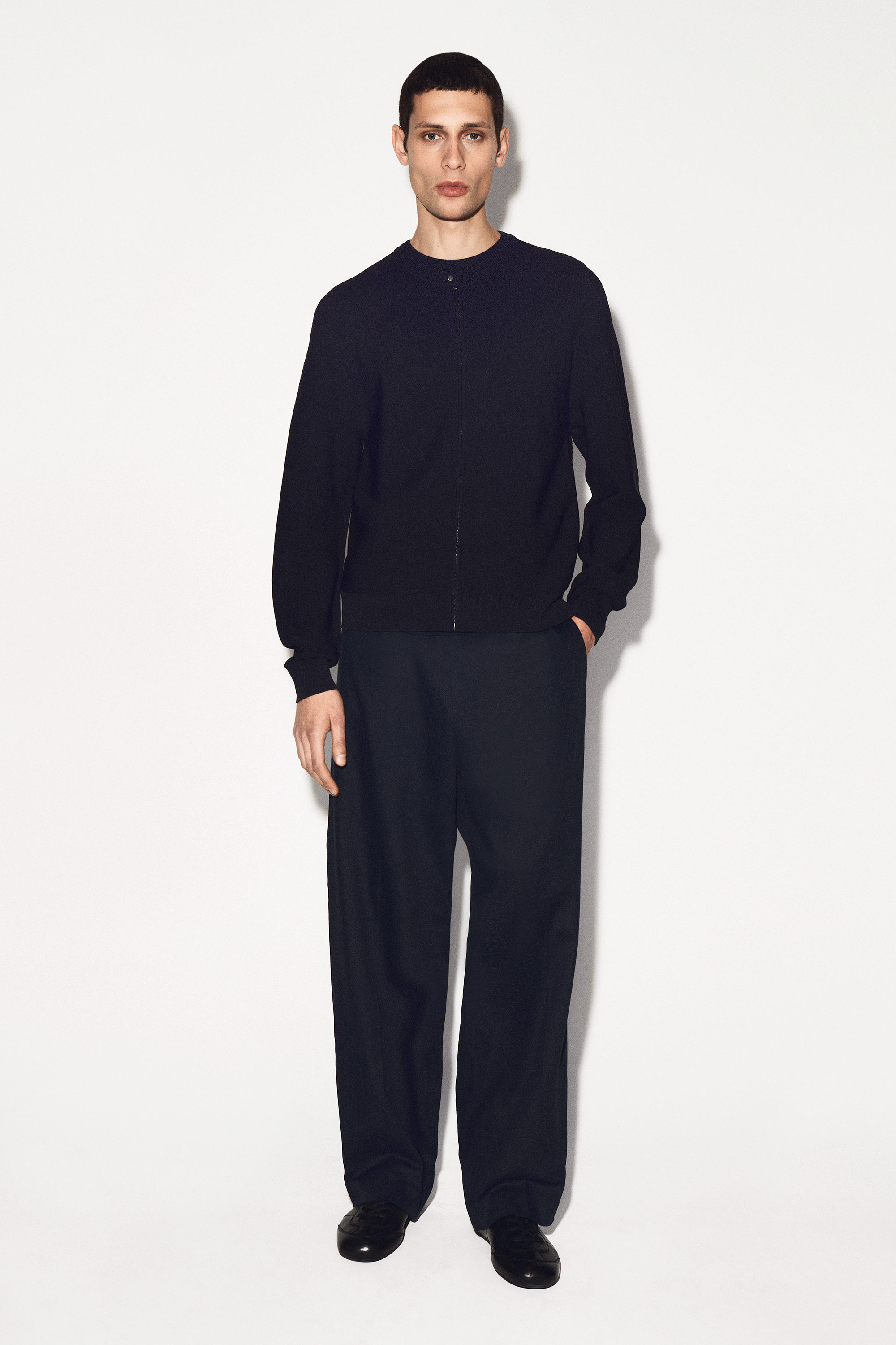 RACER-NECK KNITTED JACKET - NAVY | COS US
