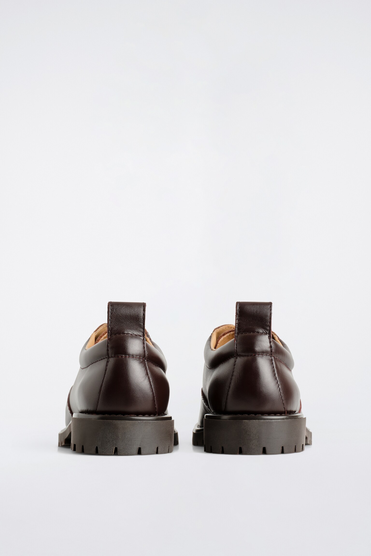 CHUNKY LEATHER DERBY SHOES - BROWN - 3