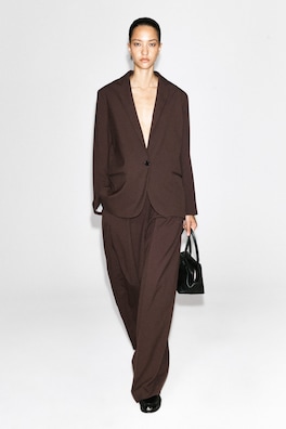 TWILL SINGLE-BREASTED BLAZER — DARK BROWN 1