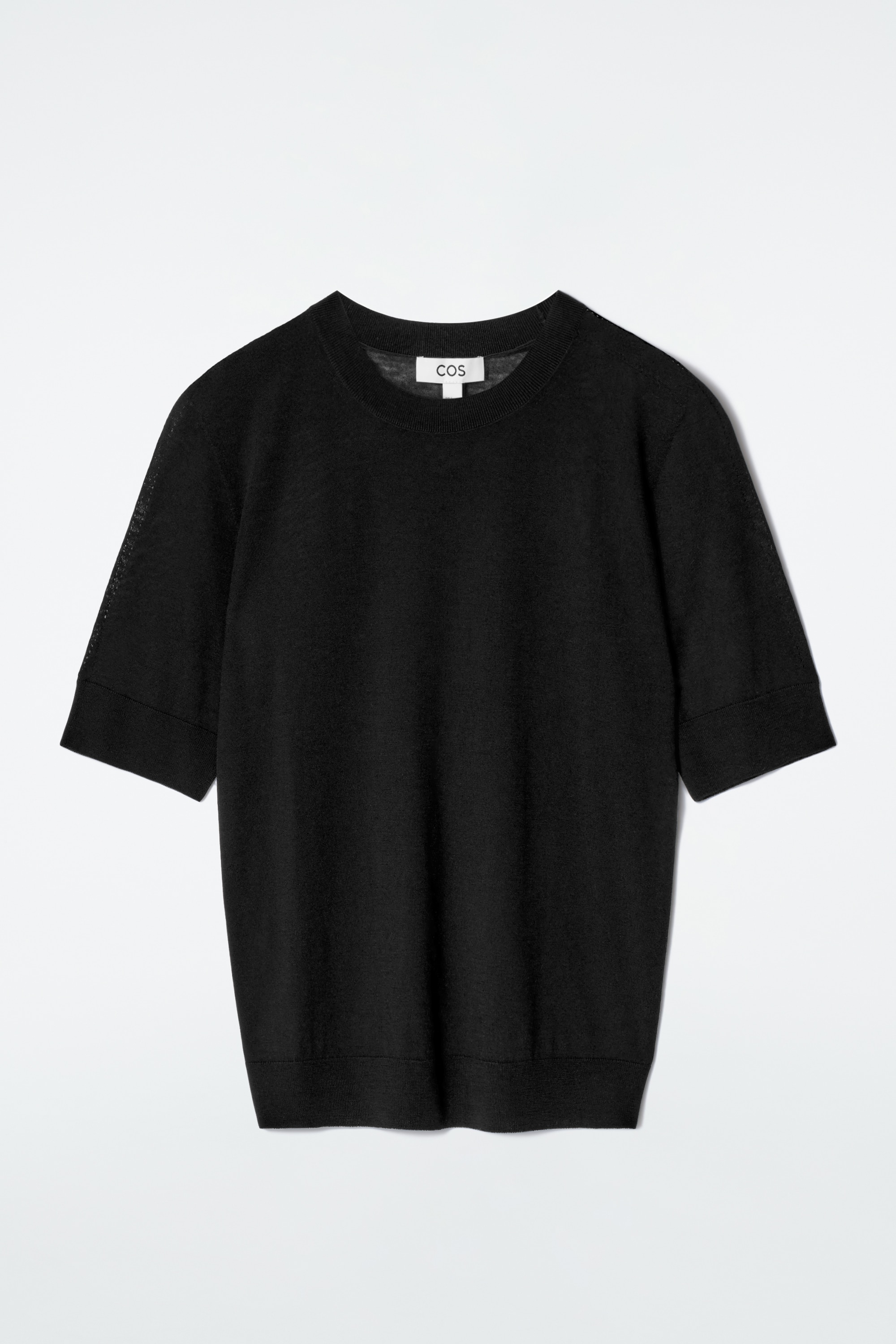 Úzké bezšvové tričko z merino vlny - ČERNÁ/MODRÁ