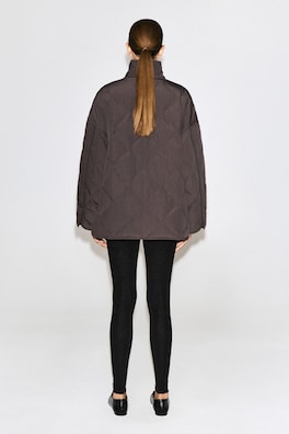 SHAWL-COLLAR QUILTED JACKET — BROWN 5