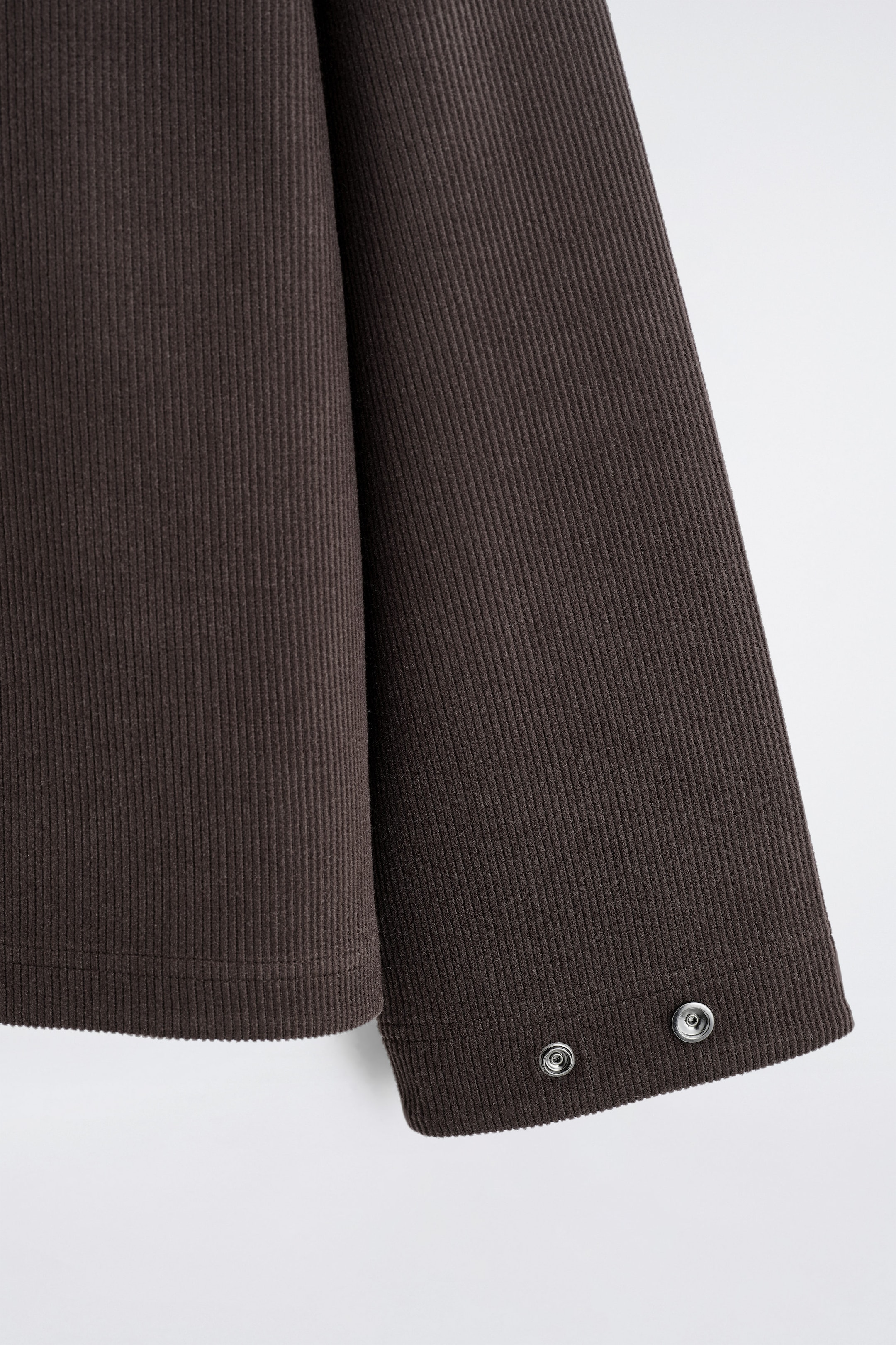 CORDUROY-JERSEY ZIP-UP OVERSHIRT