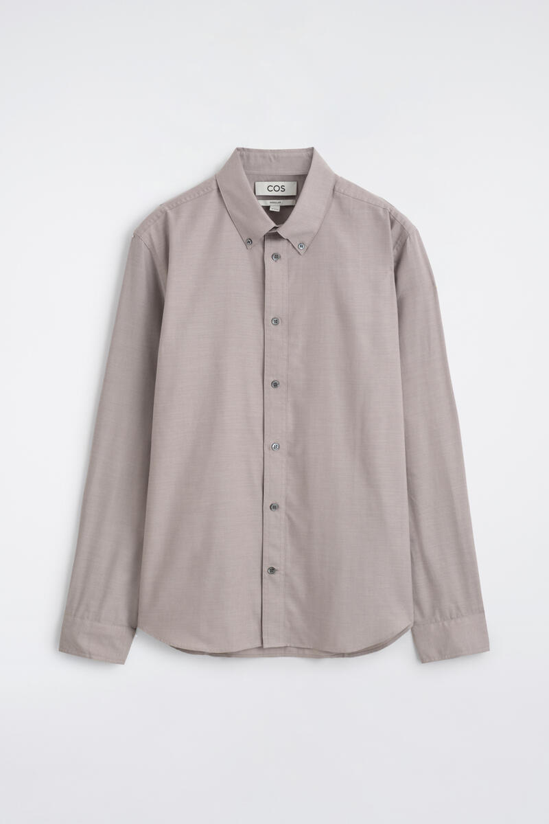 Button-Down Collar brushed Oxford Shirt in Purple