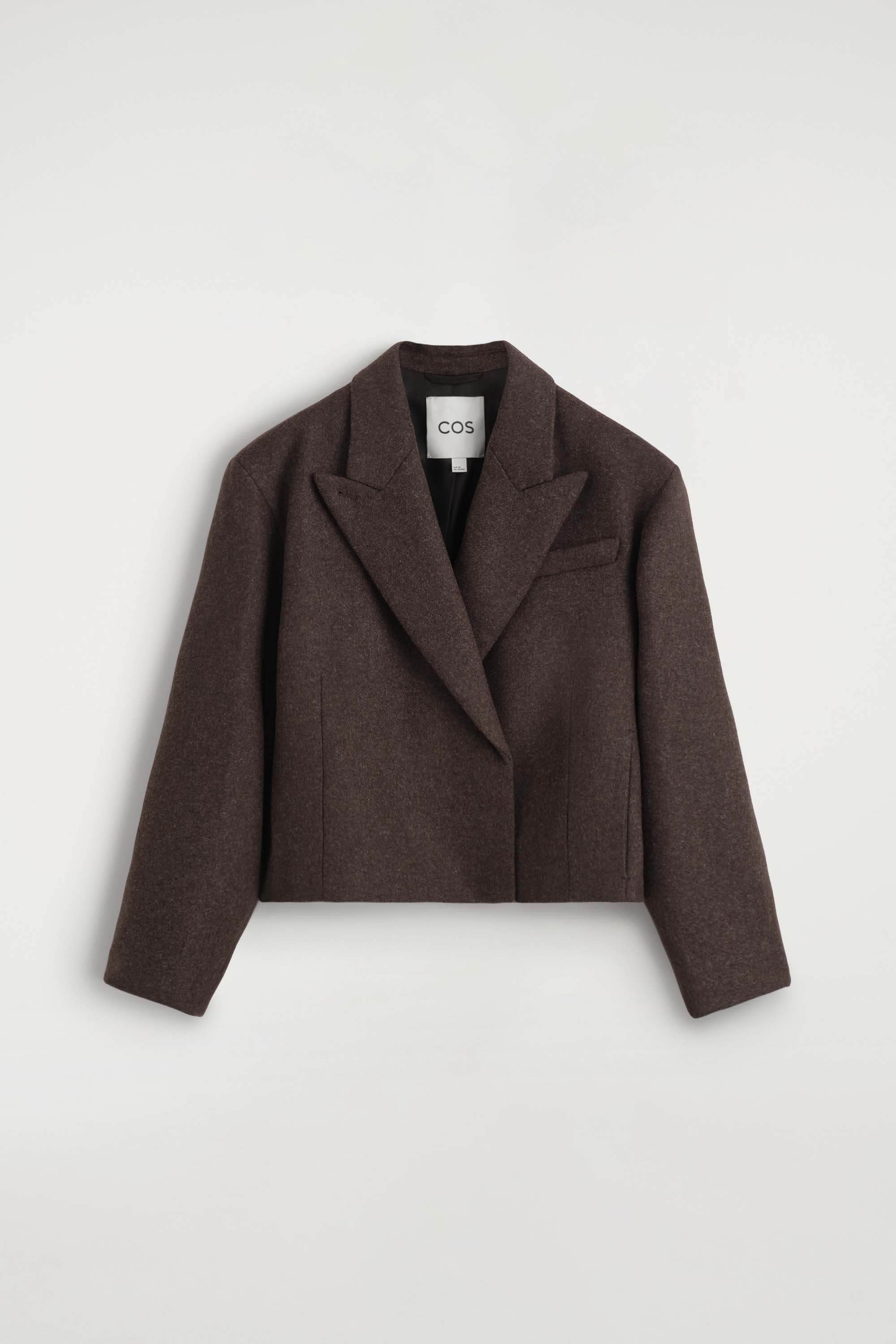 BLAZER OVERSIZE COURT EN MÉLANGE DE LAINE BOUILLIE - CAMEL CHINÉ/BLEU MARINE