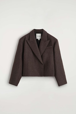 OVERSIZED CROPPED BOILED WOOL-BLEND BLAZER — CAMEL MÉLANGE 9