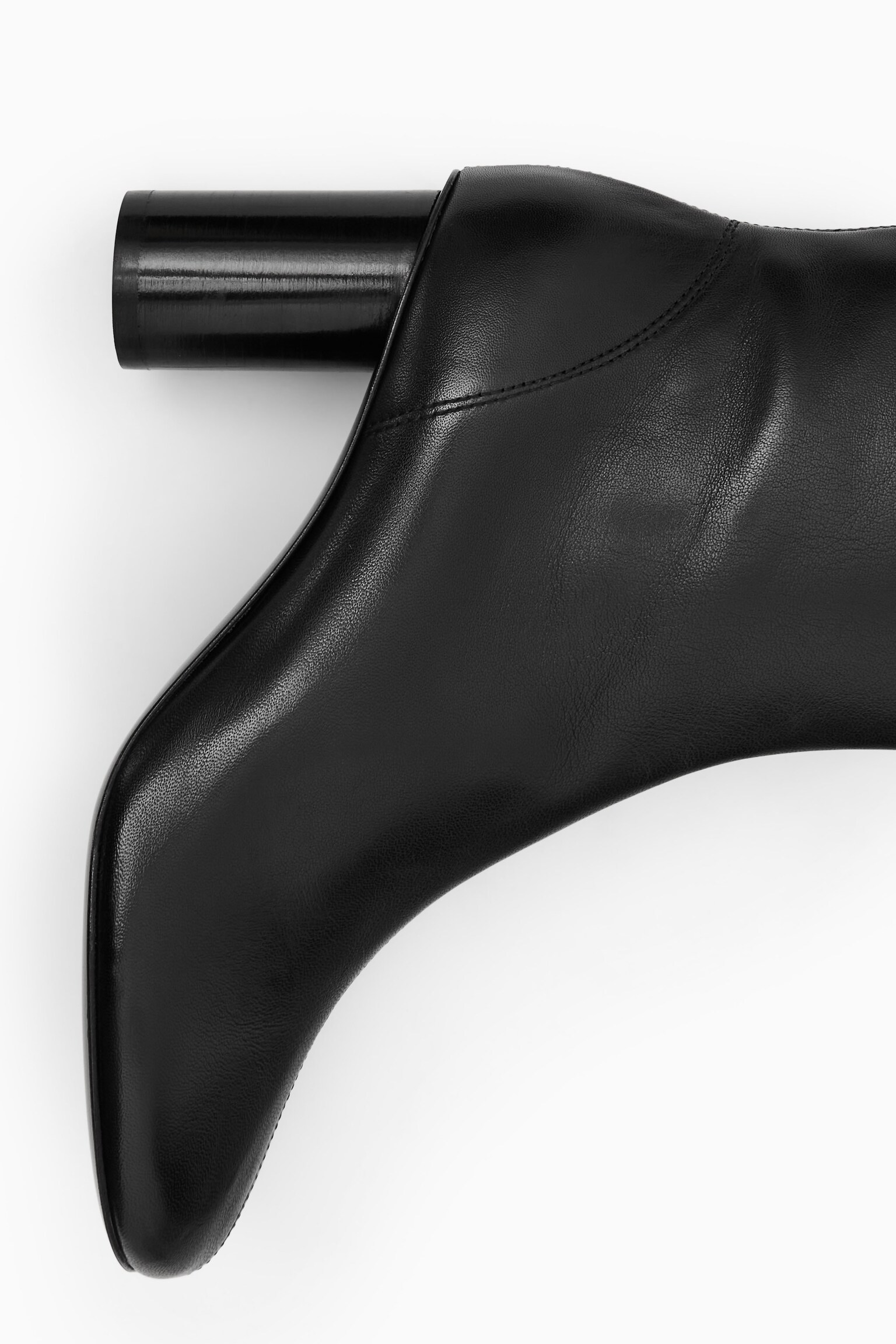 CYLINDER-HEEL LEATHER SOCK BOOTS - BLACK - 4
