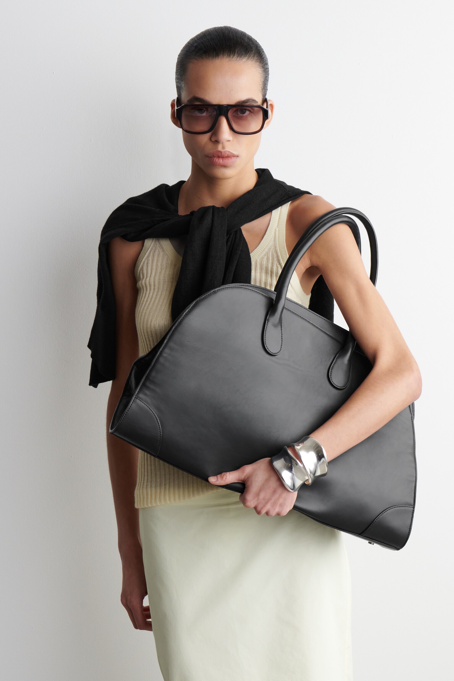 STUDIO BOWLING BAG - LEATHER - BLACK LEATHER/DARK-BROWN SUEDE - 4