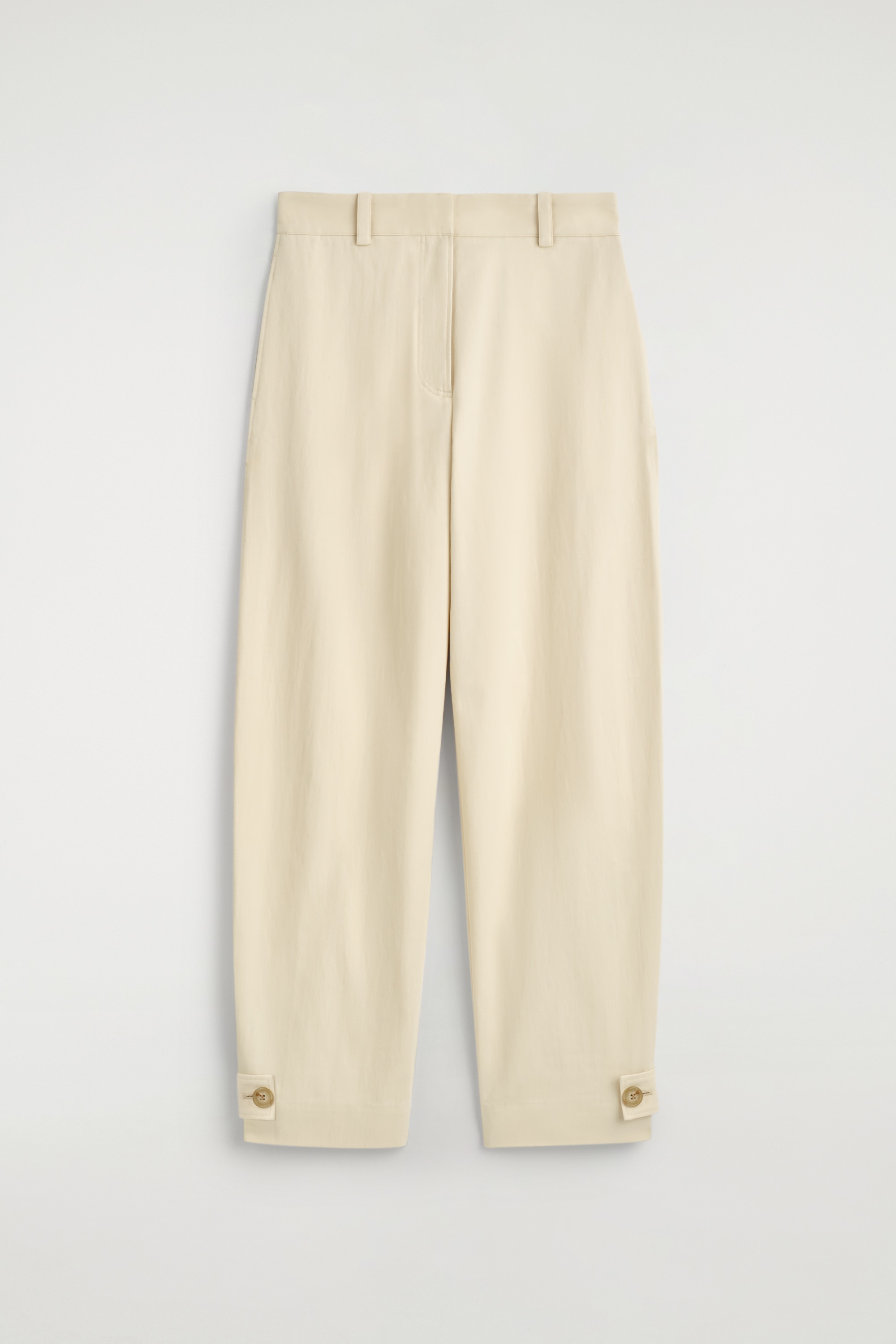 BARREL-LEG COTTON UTILITY TROUSERS - LIGHT BEIGE