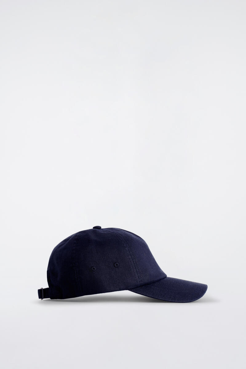 COS Linen Baseball Cap In Navy Men's Large