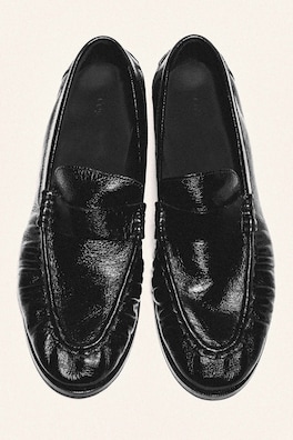 LEATHER MOCCASIN LOAFERS — BLACK 3