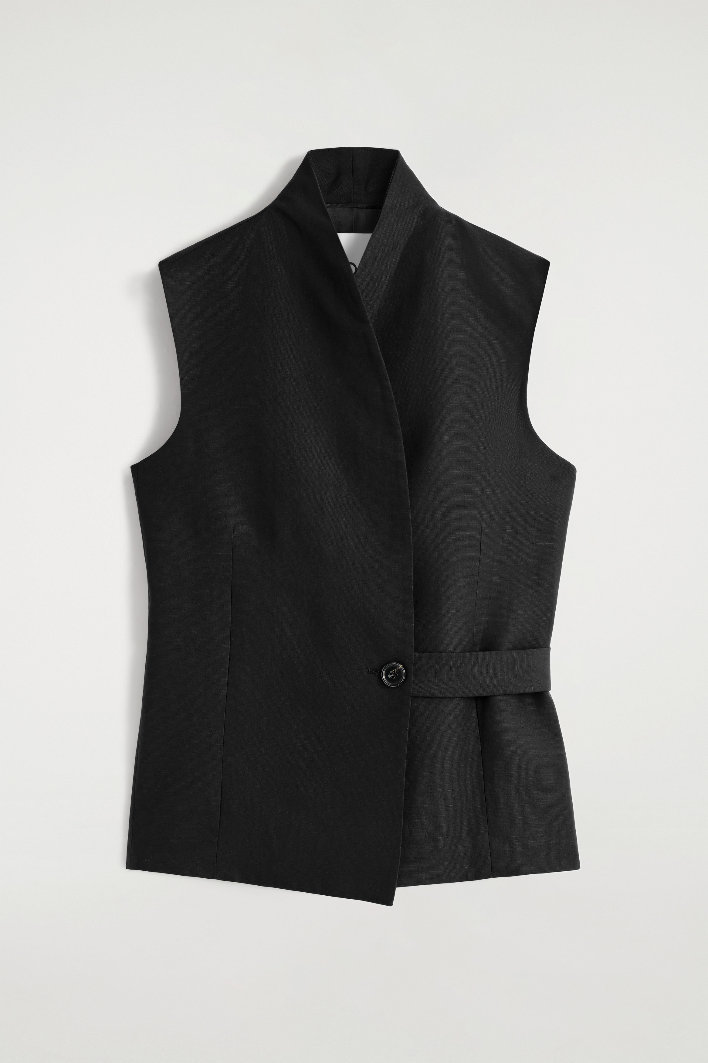 SHAWL-COLLAR BELTED LINEN-BLEND VEST - BLACK | COS US