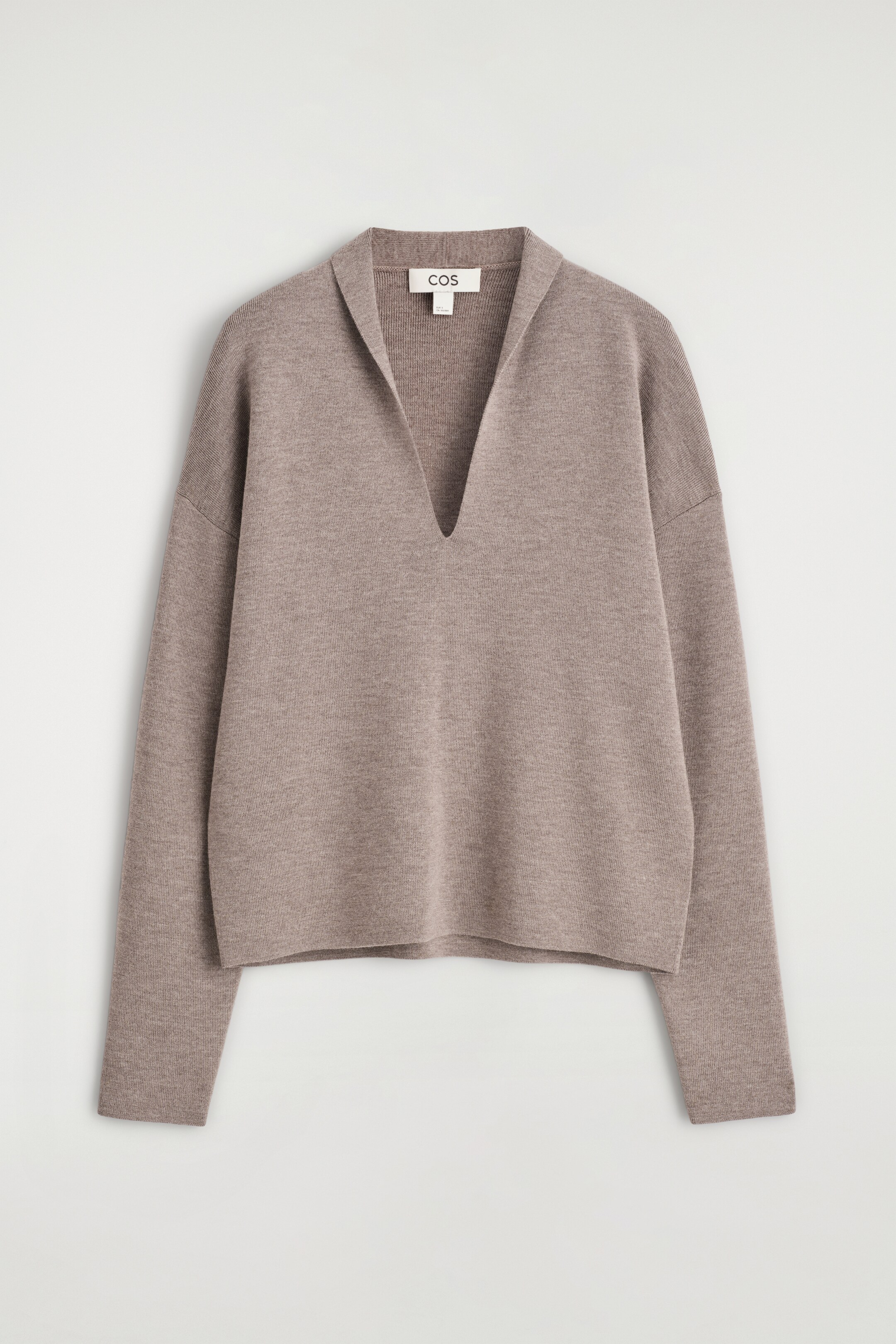Se større billede: DRAPERET MERINOULD V-HALS STRIKTRØJE - MELERET GRÅBRUN - DAME | H&M DK 6