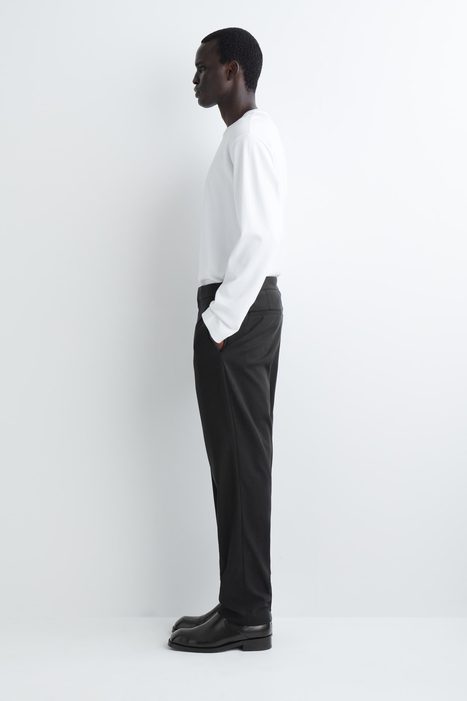 COTTON SLIM-LEG TROUSERS - BLACK/NAVY - 7