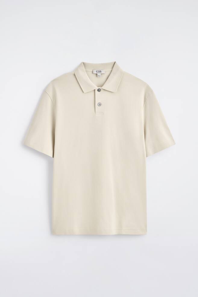 POLOSHIRT AUS INTERLOCK-BAUMWOLLE - HELLES BEIGE/DUNKELGRÜN - 1