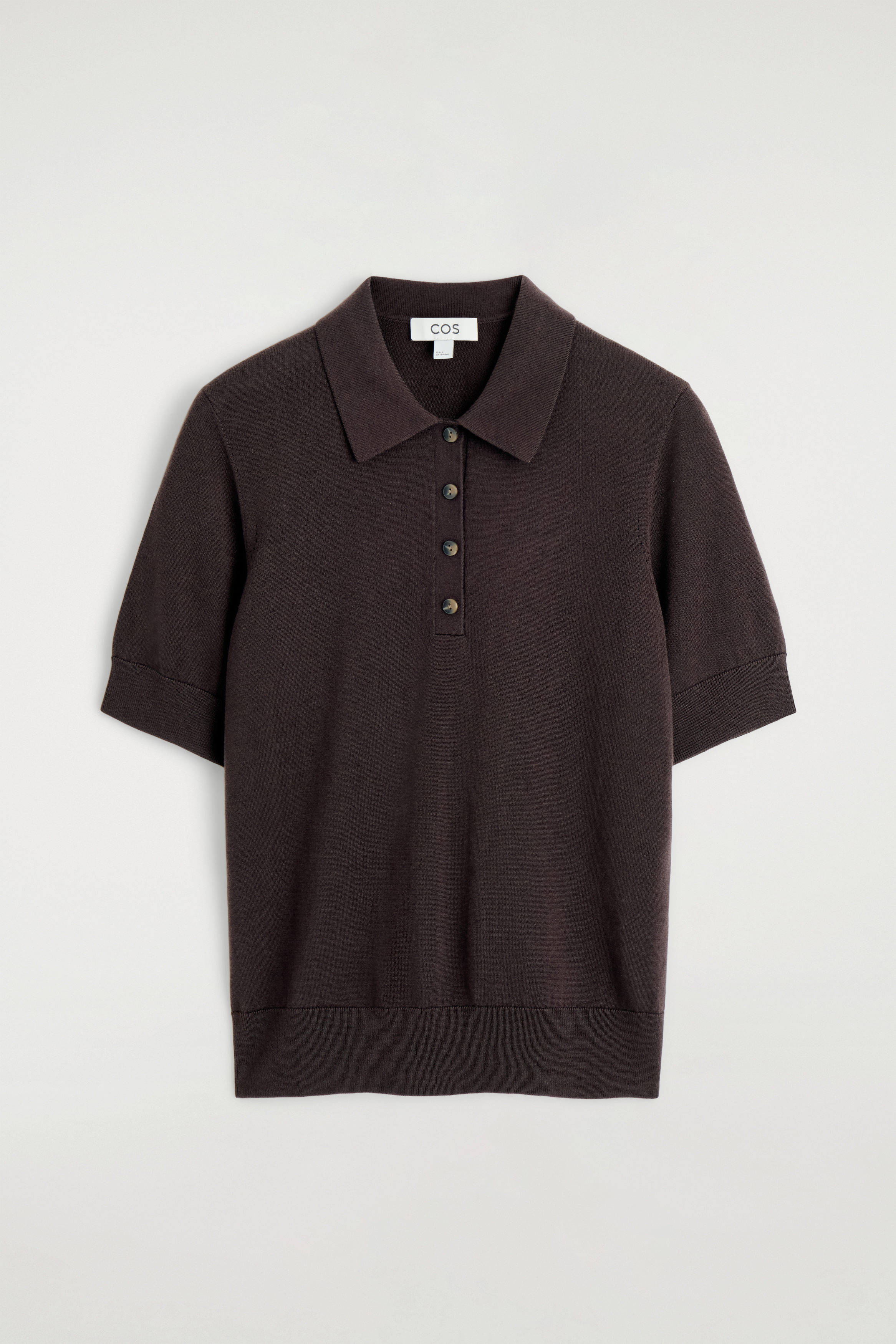 SHRUNKEN WOOL-BLEND POLO SHIRT - DARK BROWN | COS US