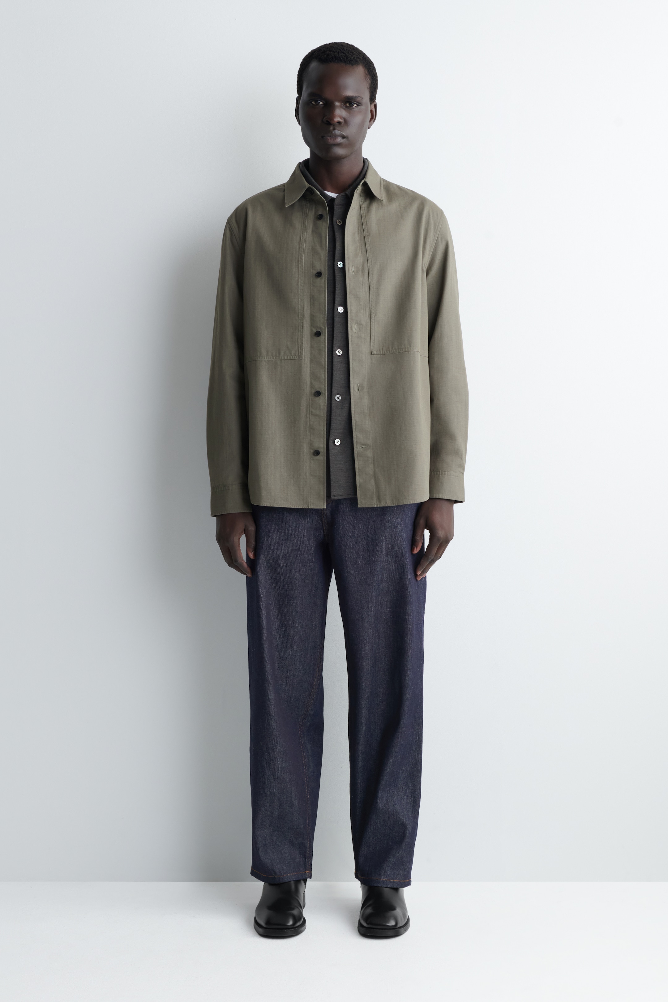 View larger image: POCKET-DETAIL COTTON SHIRT - DARK KHAKI - Men | H&M GB 3