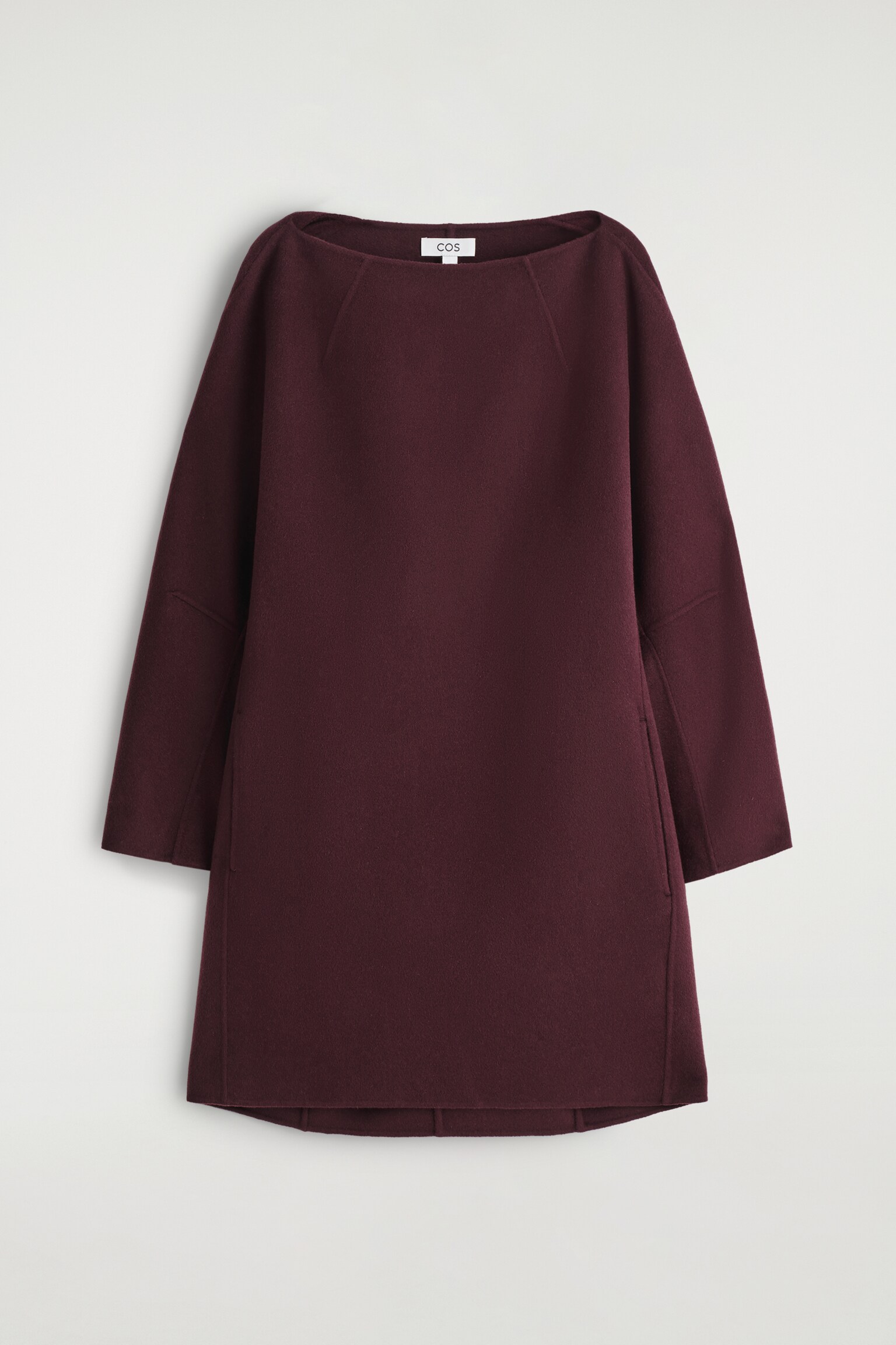 DOUBLE-FACED WOOL MINI DRESS - BORDEAUX - 2