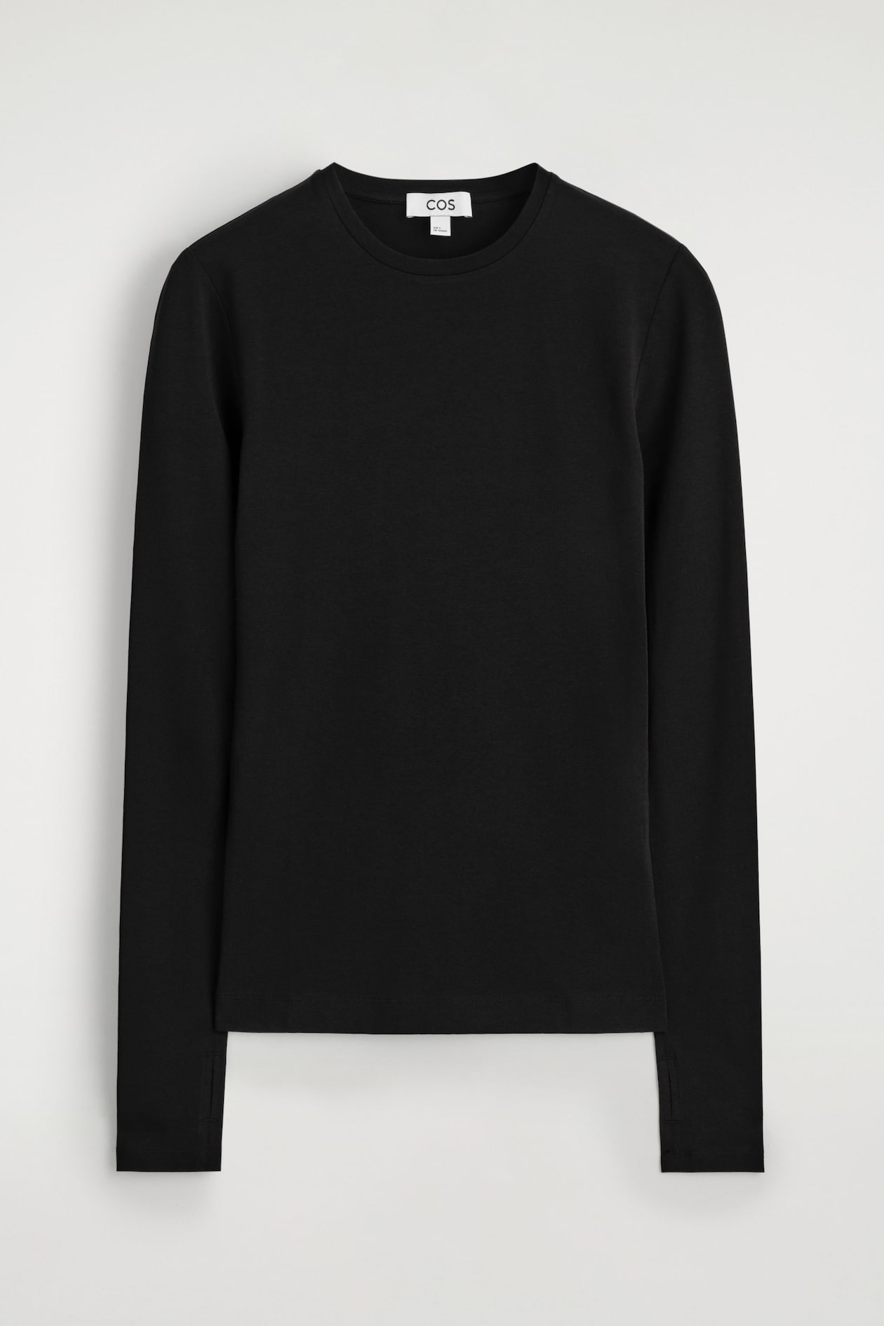 COTTON LONG-SLEEVED TOP — BLACK