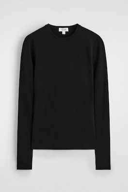 COTTON LONG-SLEEVED TOP — BLACK 12