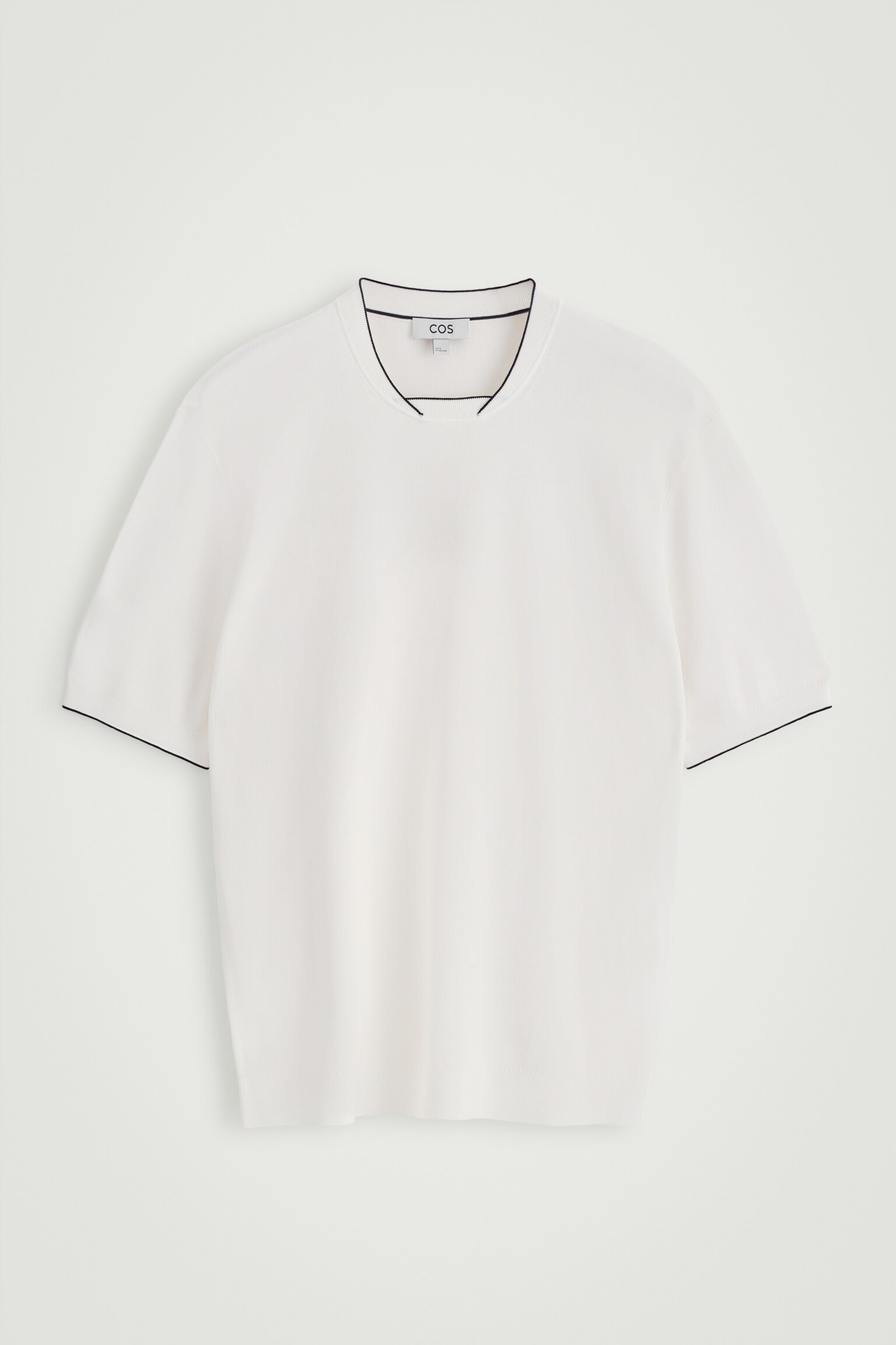 T-SHIRT À BORDURE CONTRASTANTE EN MAILLE - BLANC - 2