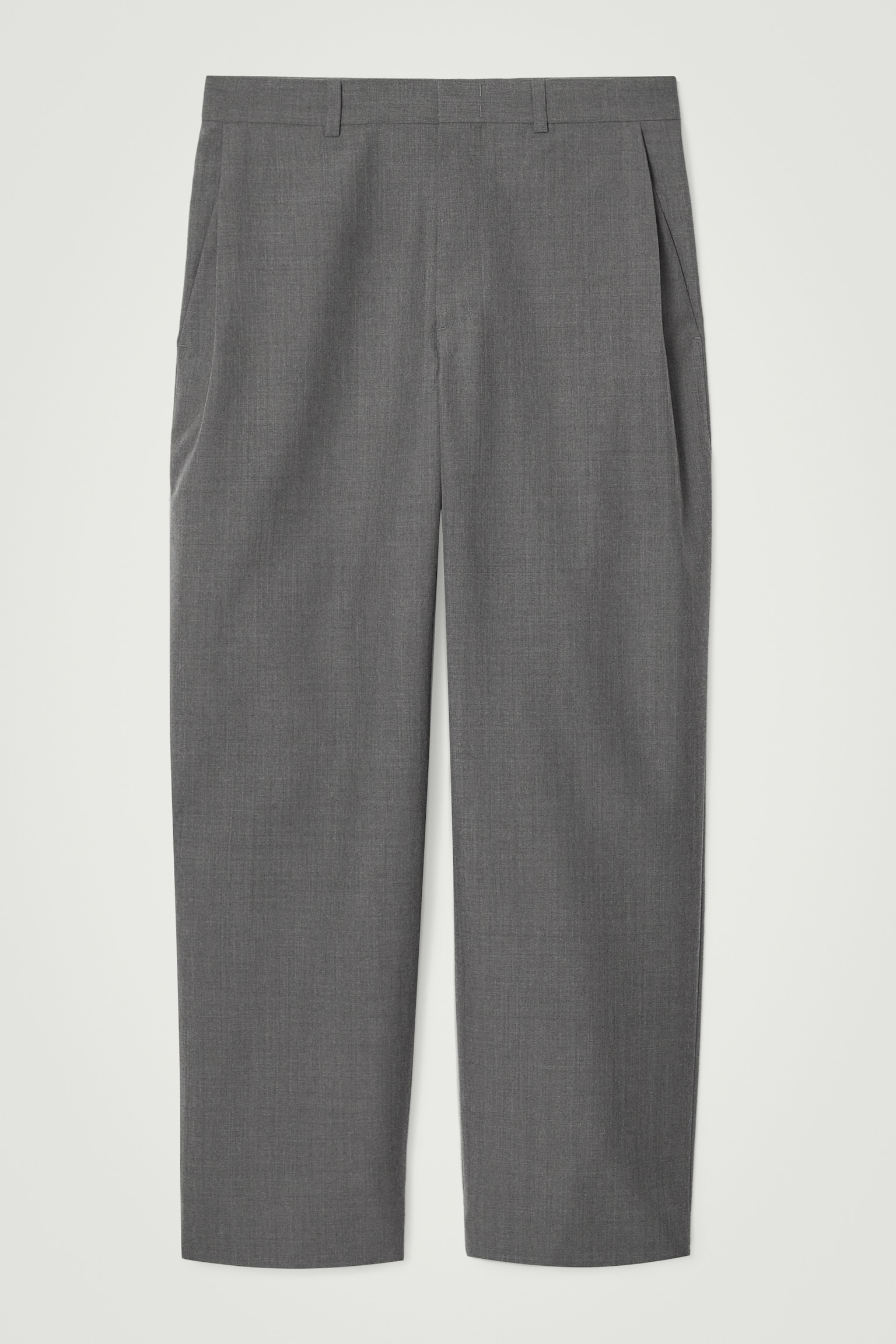 TAPERED WOOL-HOPSACK TROUSERS - GREY