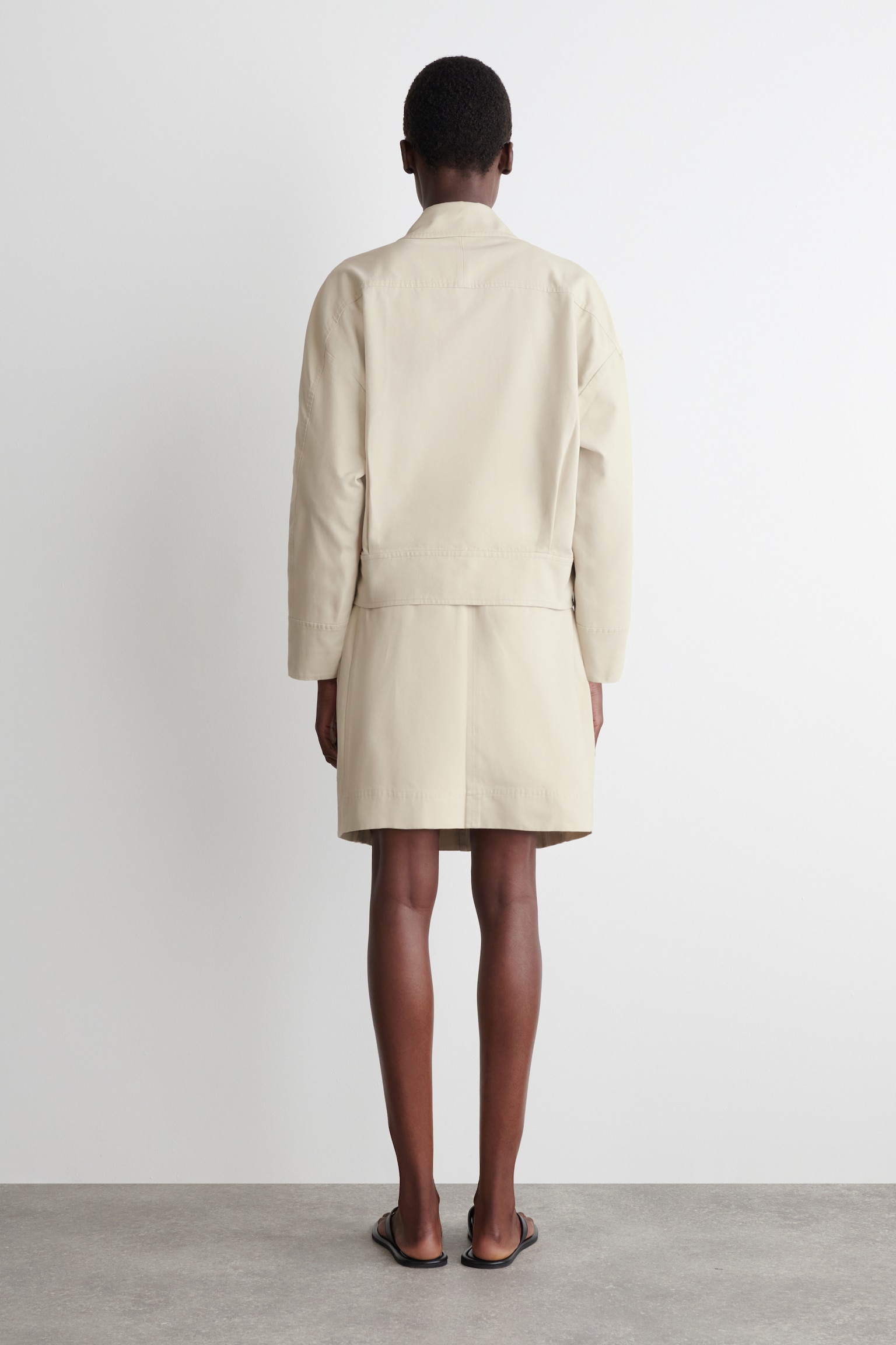 ROUNDED COTTON JACKET - LIGHT BEIGE - 3