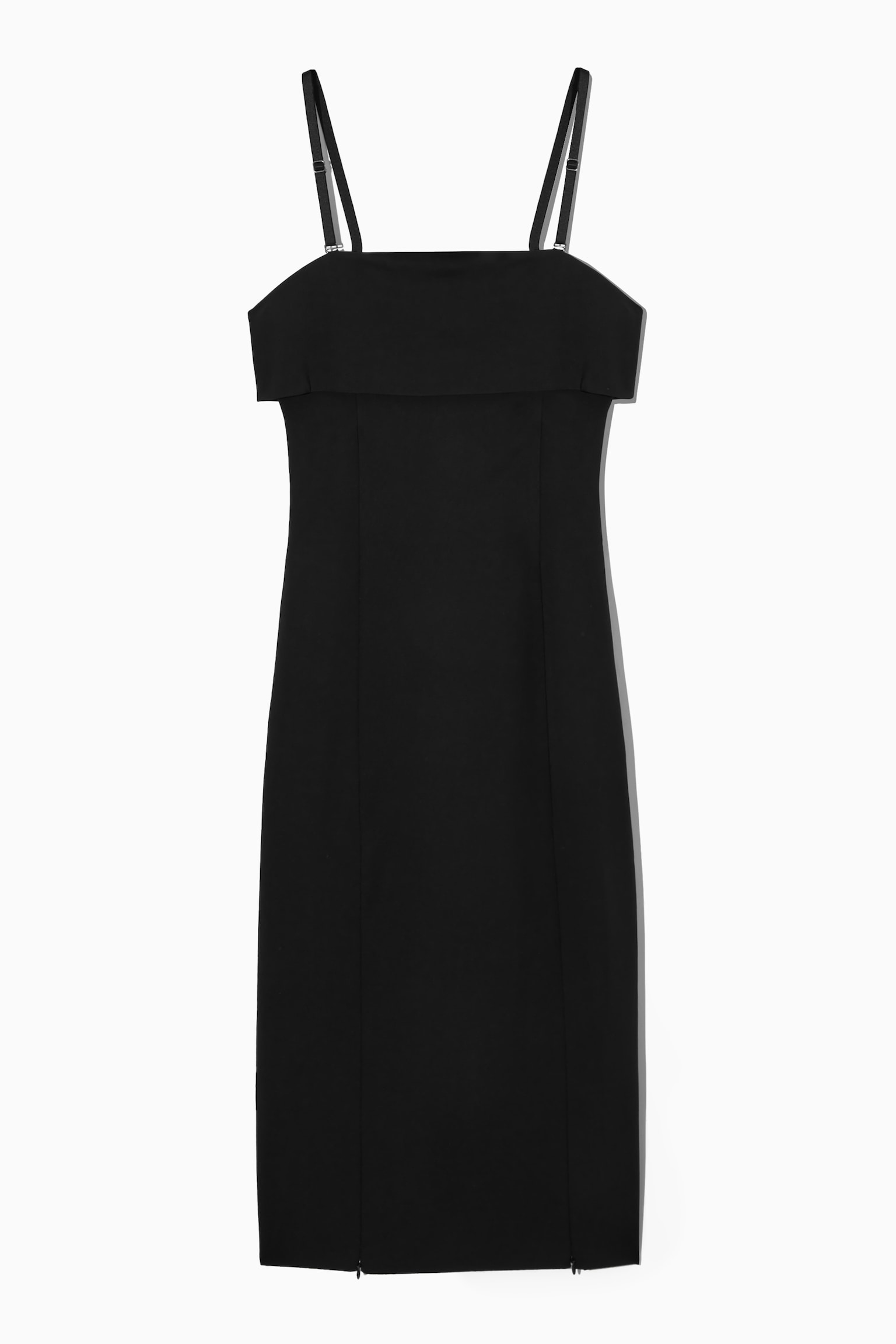 LAYERED BANDEAU MIDI DRESS - BLACK