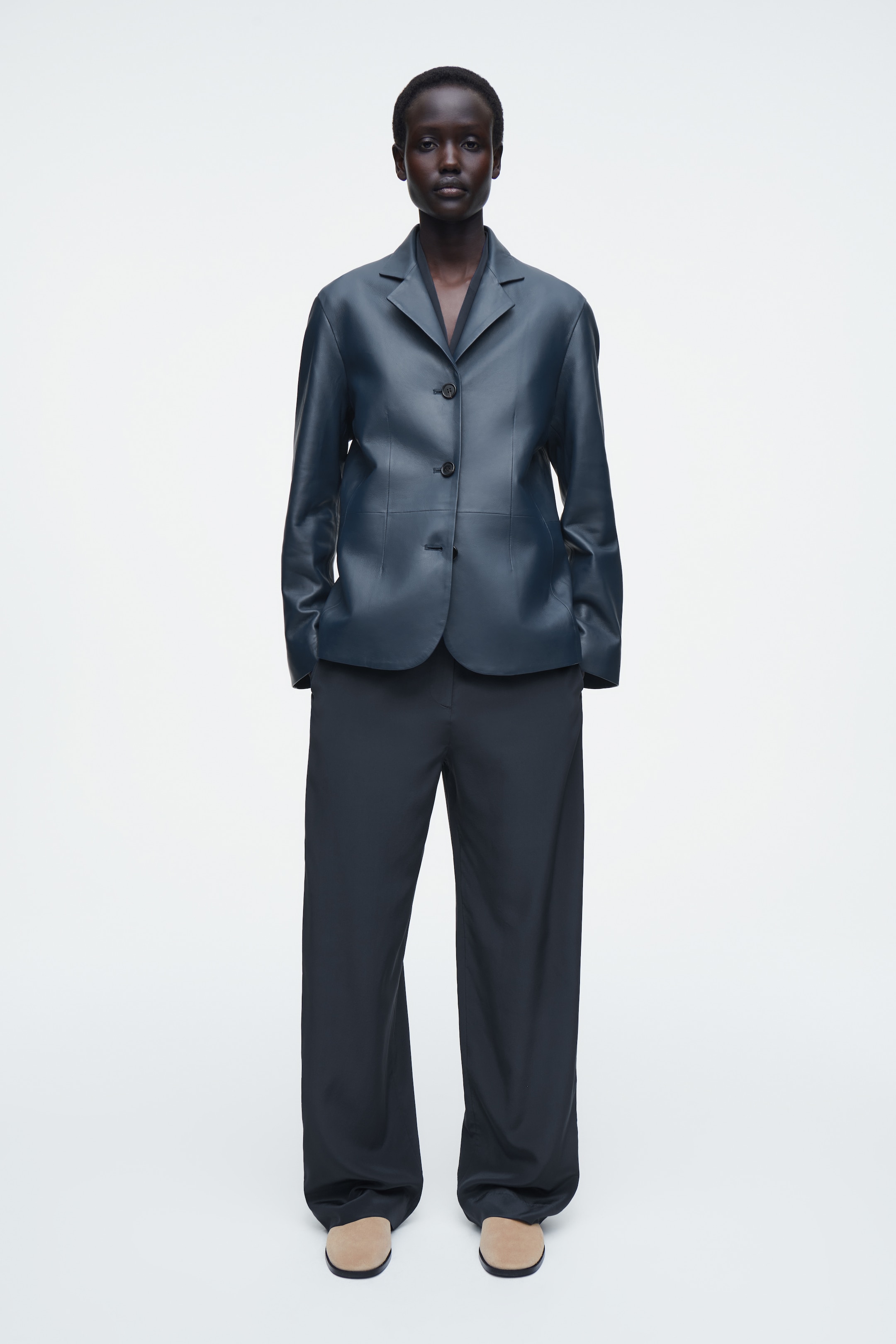 Grotere afbeelding bekijken: Losse zijden broek - MARINEBLAUW - DAMES | H&M BE 1