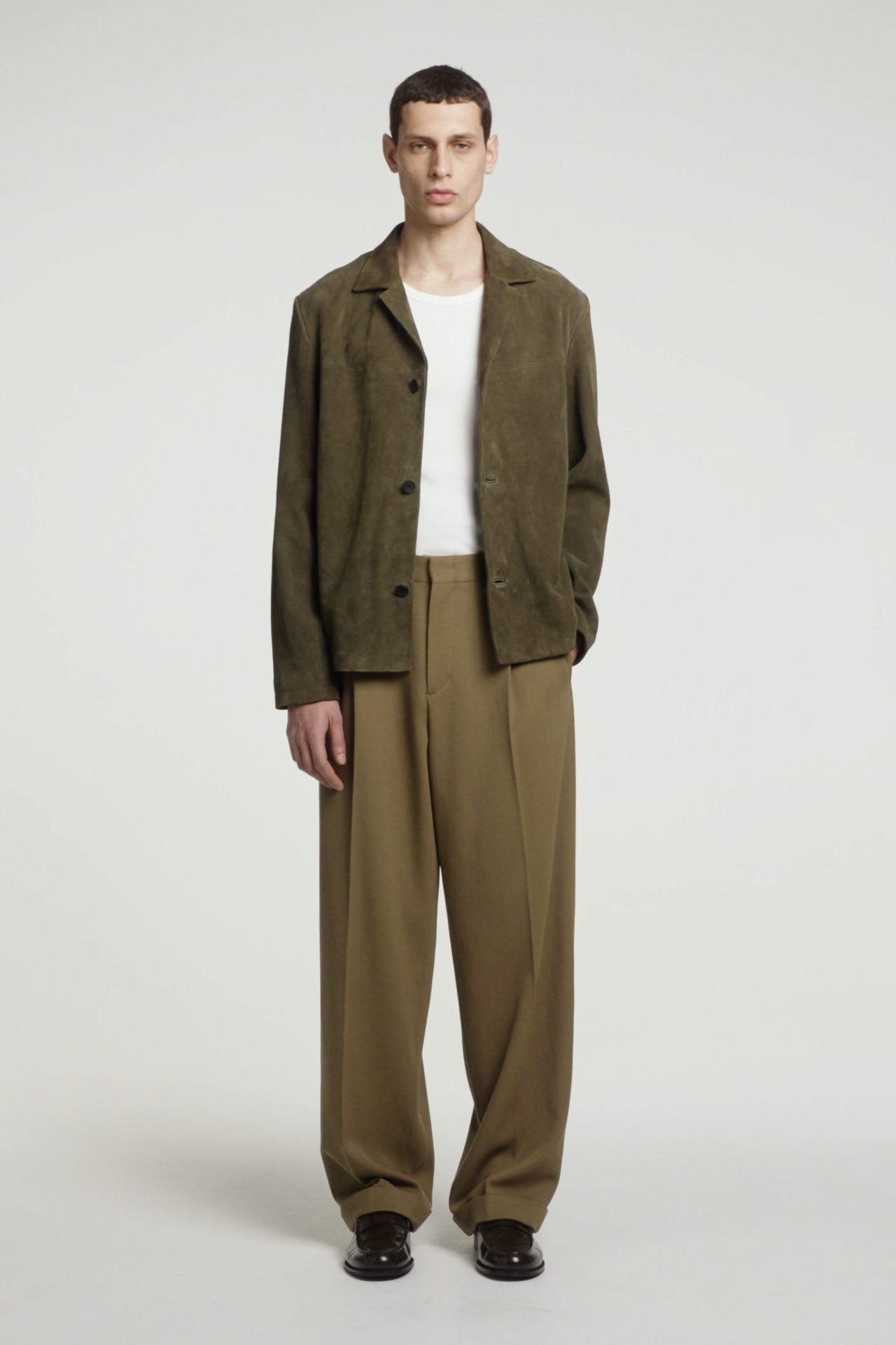 トップス EESETT&Co khaki SINGLE-BREASTED SUEDE JACKET - DARK KHAKI | COS