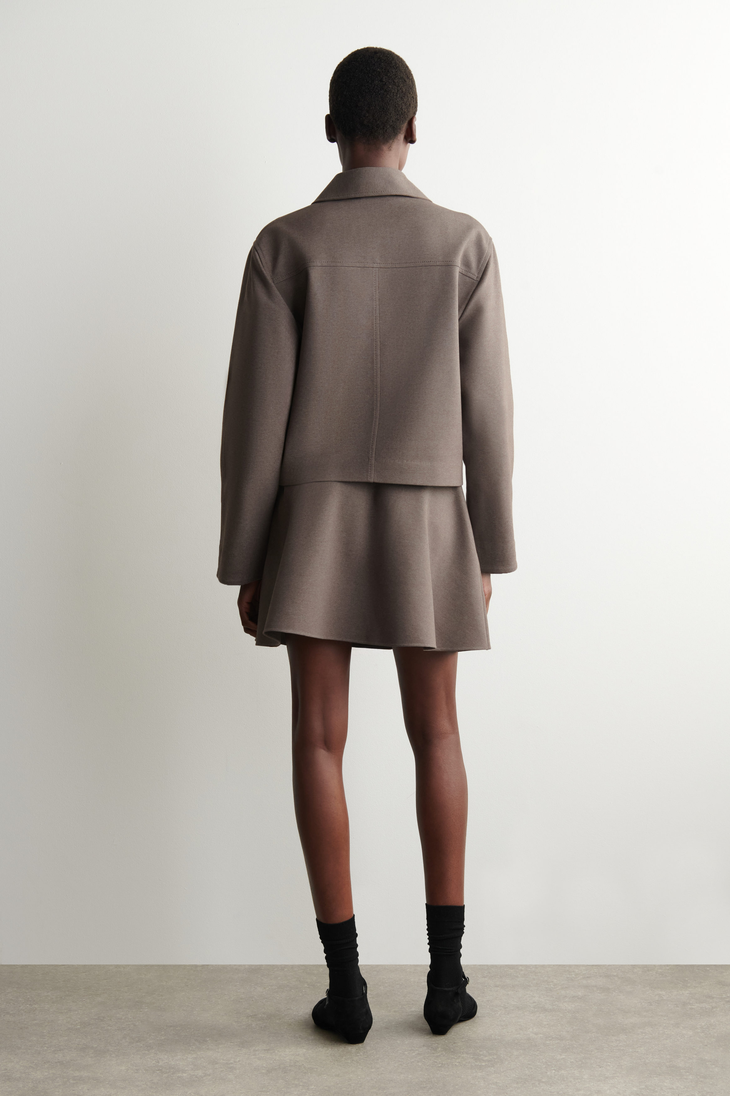 FLARED JERSEY MINI SKIRT - BROWN | COS CA