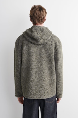 HOODED TEDDY JACKET — LIGHT-BROWN MÉLANGE 4