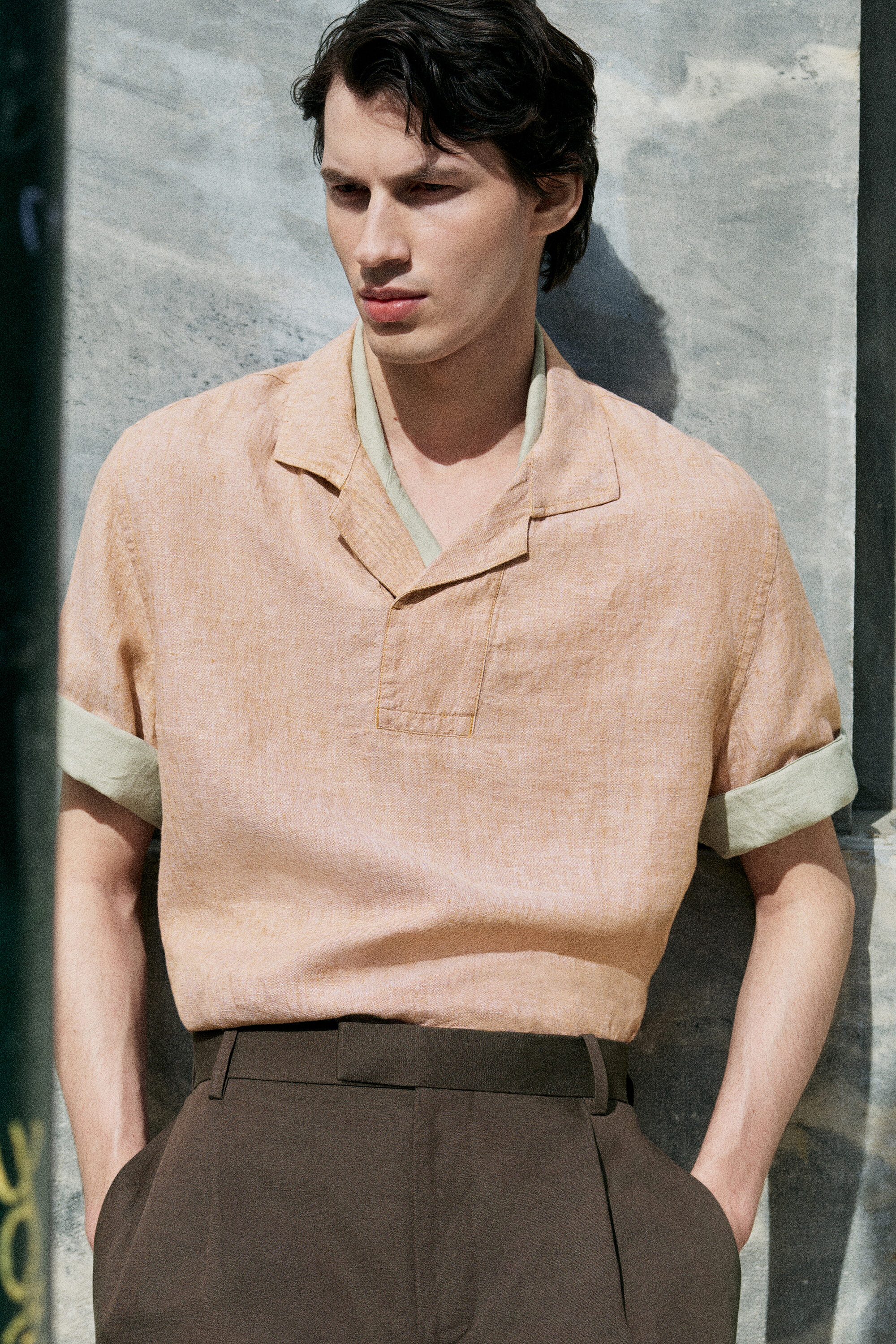LINEN POPOVER SHIRT - ORANGE MÉLANGE | COS