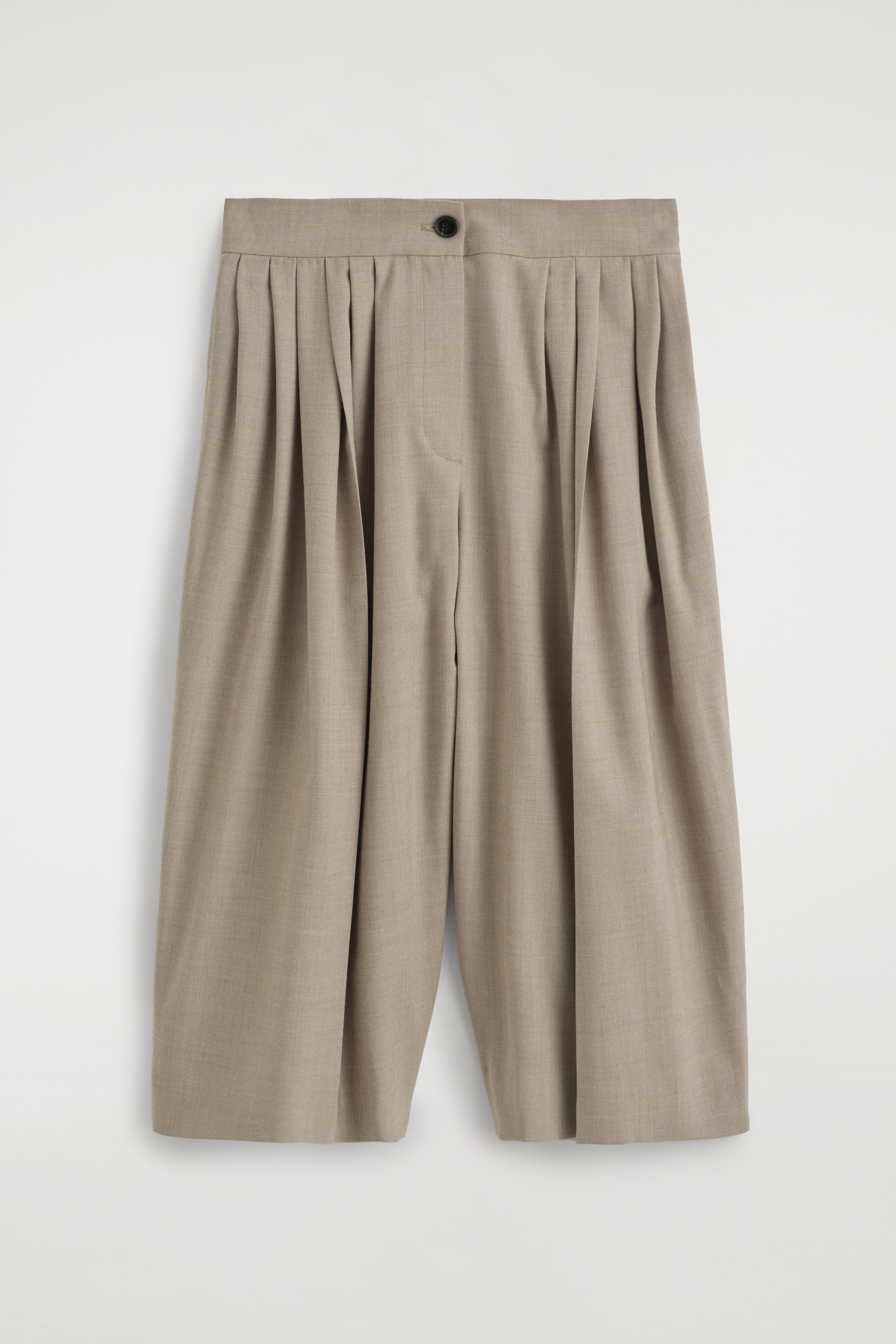 PANTALÓN CULOTTE PINZAS MEZCLA LANA - BEIGE JASPEADO