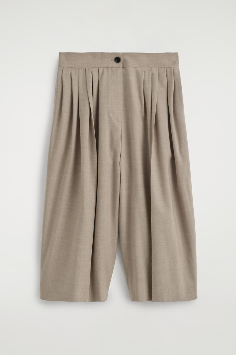 Pleated Wool-Blend Culottes