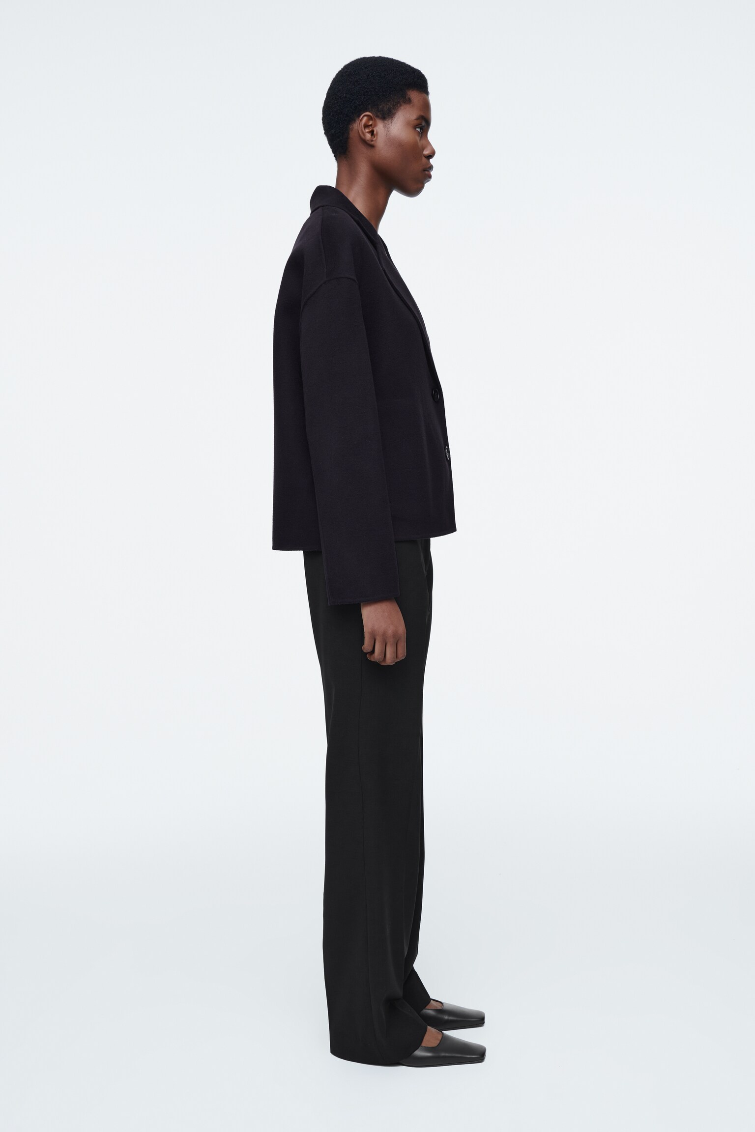 TAILORED DOUBLE-FACED WOOL JACKET - NAVY - 8