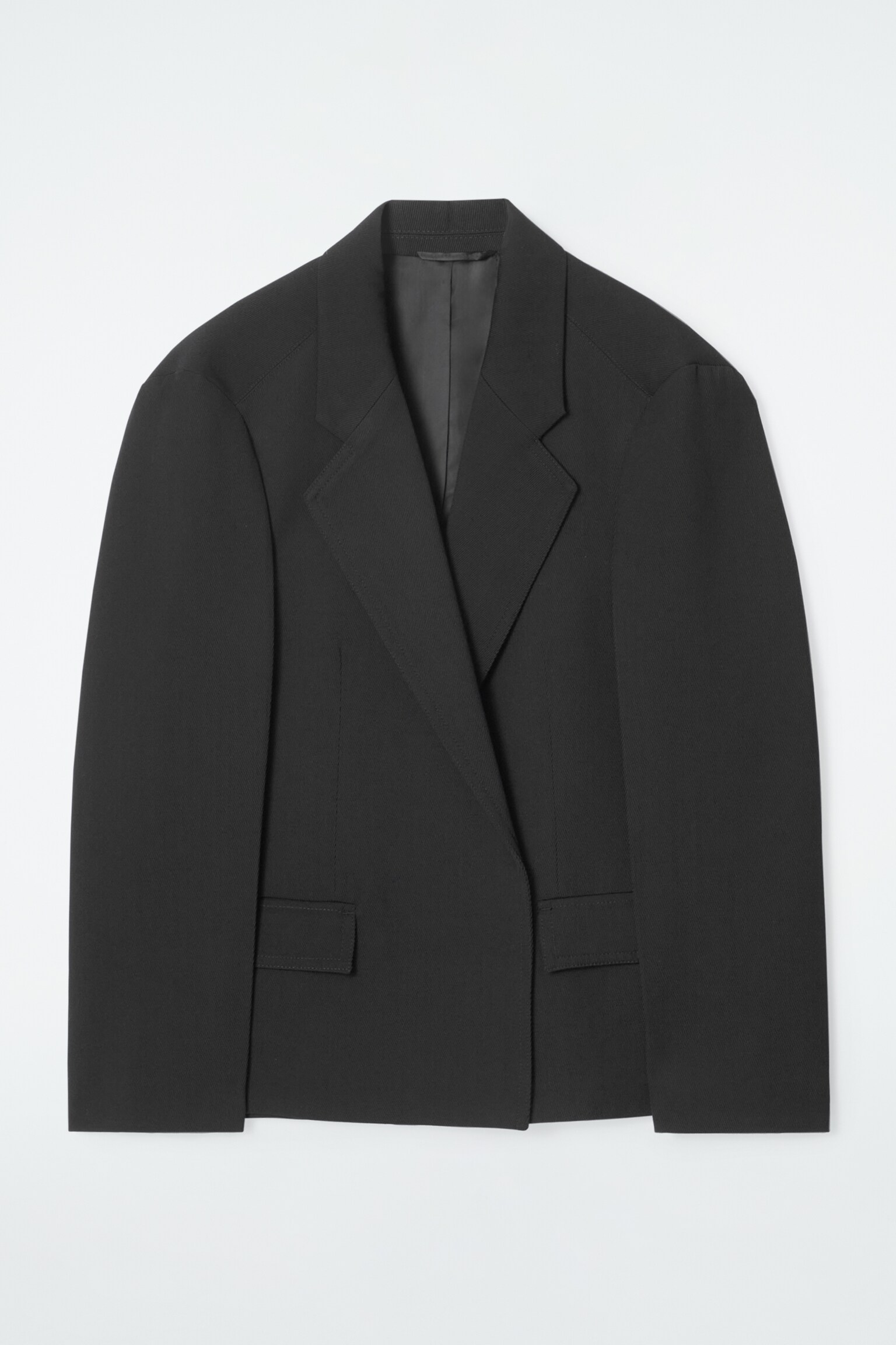 OVERSIZED EXAGGERATED-SHOULDER BLAZER - BLACK - 1