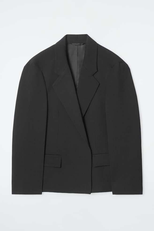 OVERSIZED EXAGGERATED-SHOULDER BLAZER - BLACK - 1