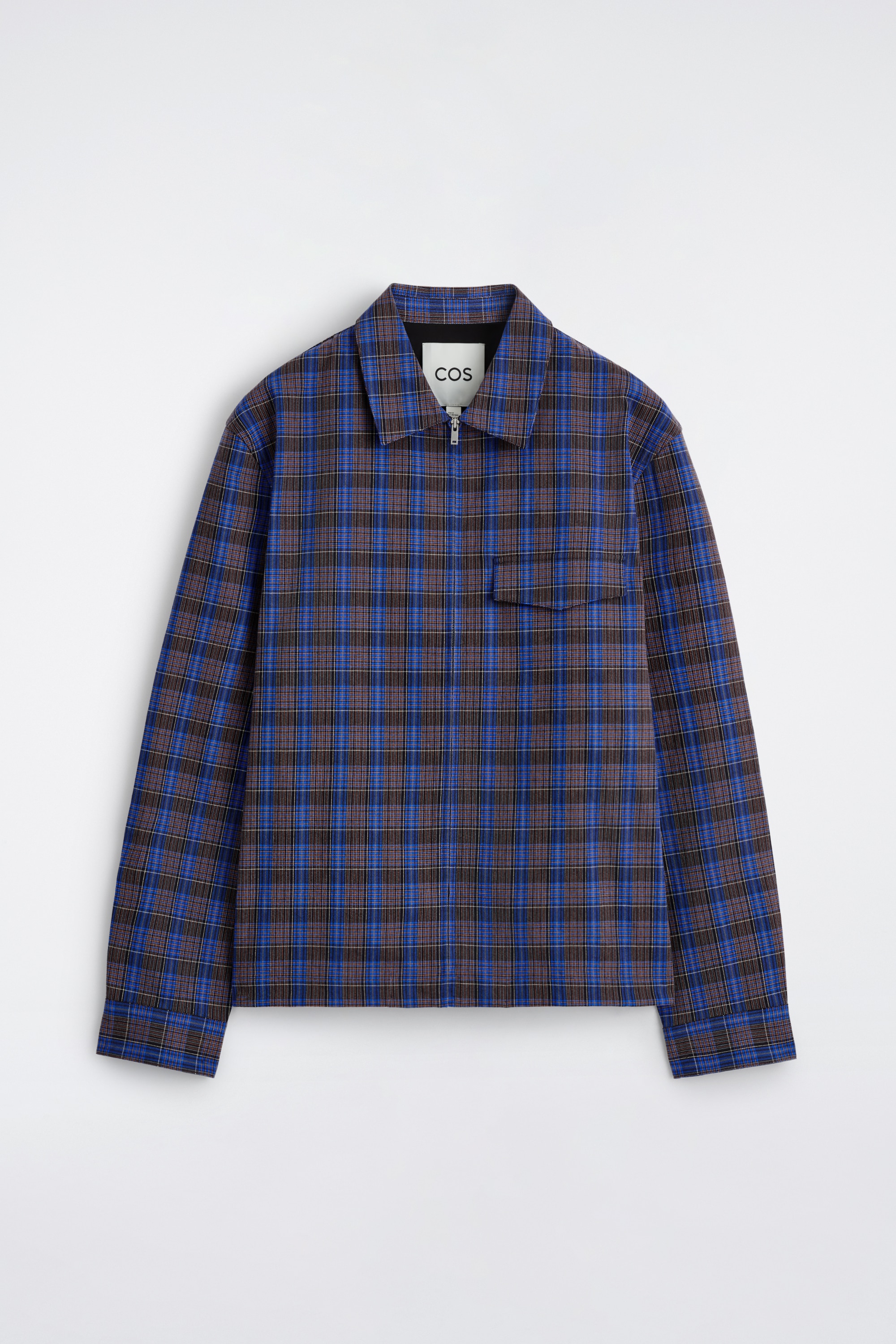 BAVLNENÁ KOŠEĽA NA ZIPS - BLUE / CHECKED/NAVY