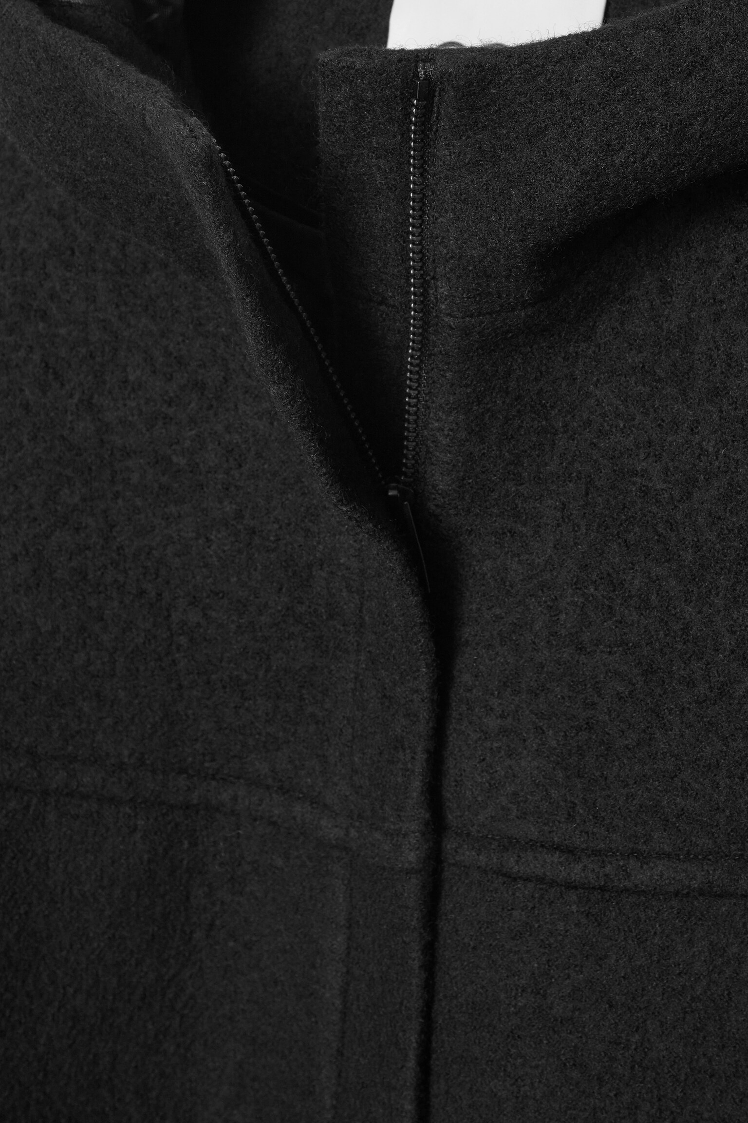 HOODED BOILED-WOOL COAT - BLACK - 2